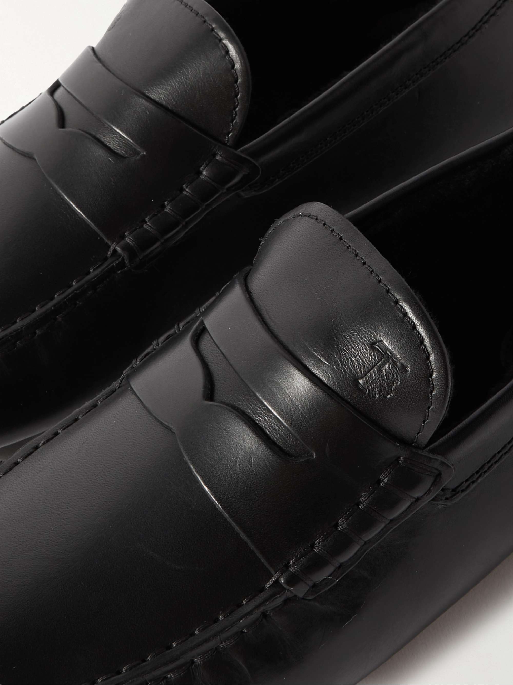 TOD'S Gommino Shearling-Lined Leather Driving Shoes
