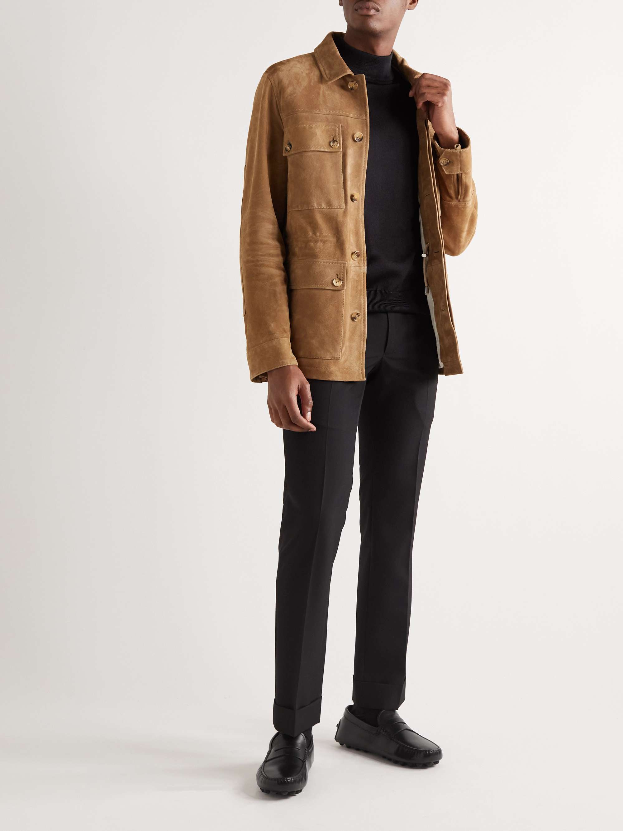 TOD'S Gommino Shearling-Lined Leather Driving Shoes