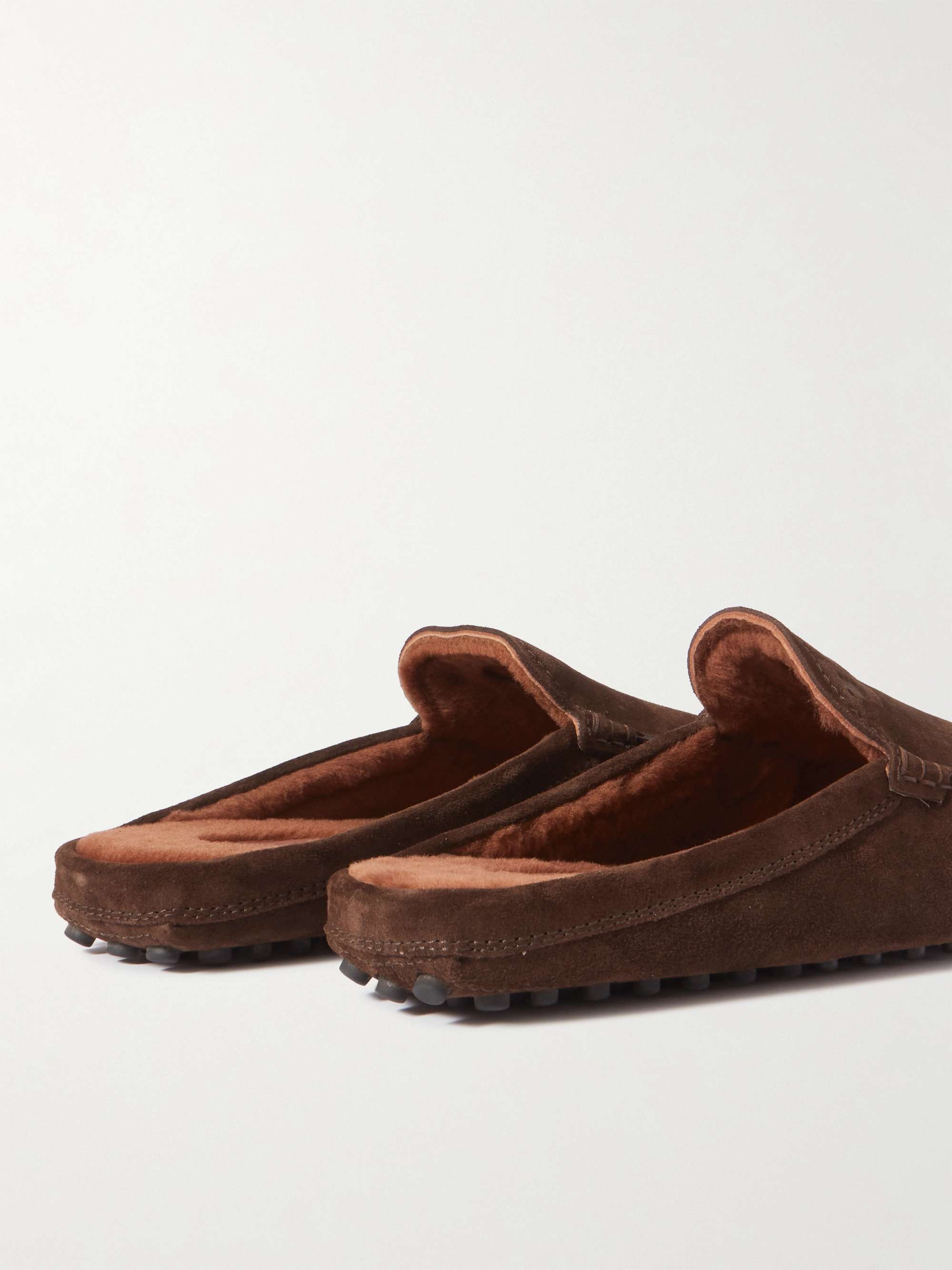 TOD'S Shearling-Lined Suede Slippers