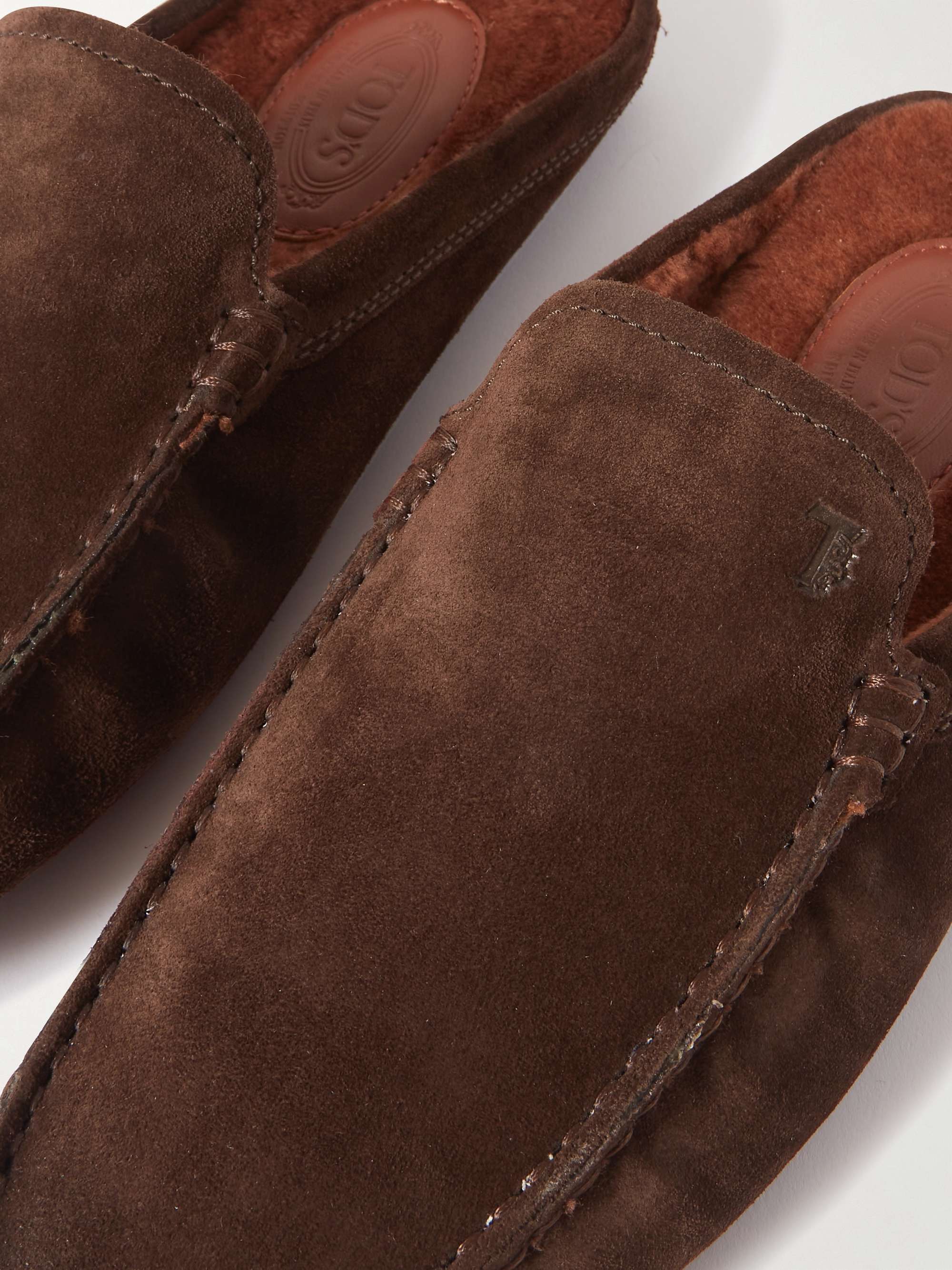 TOD'S Shearling-Lined Suede Slippers