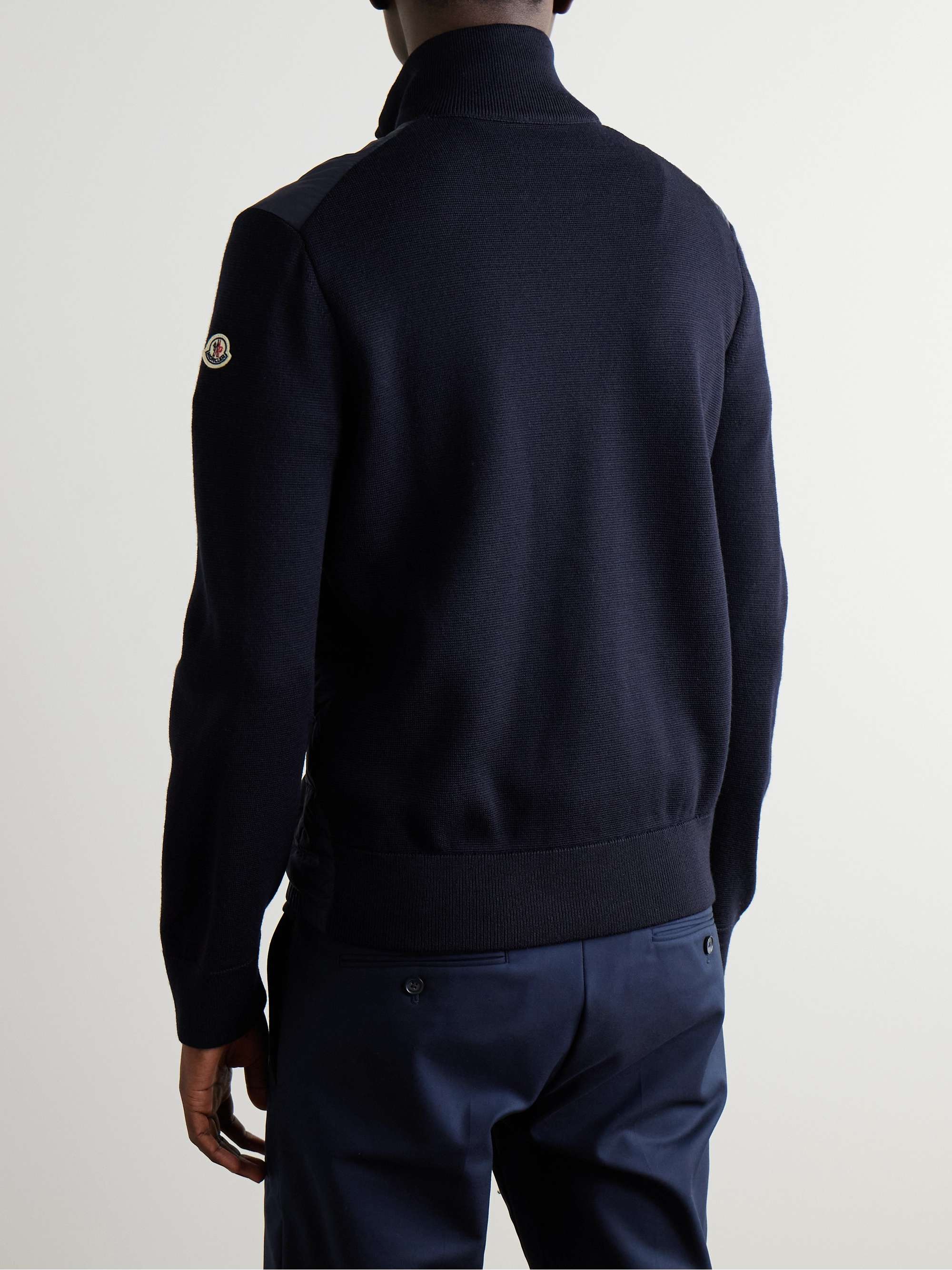 MONCLER Slim-Fit Panelled Wool-Blend and Quilted Shell Down Zip-Up Cardigan