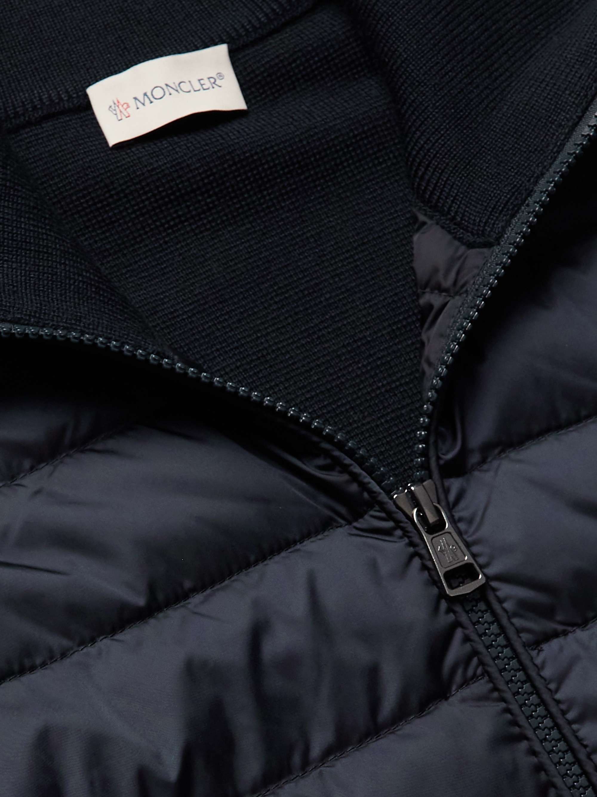 MONCLER Slim-Fit Panelled Wool-Blend and Quilted Shell Down Zip-Up Cardigan