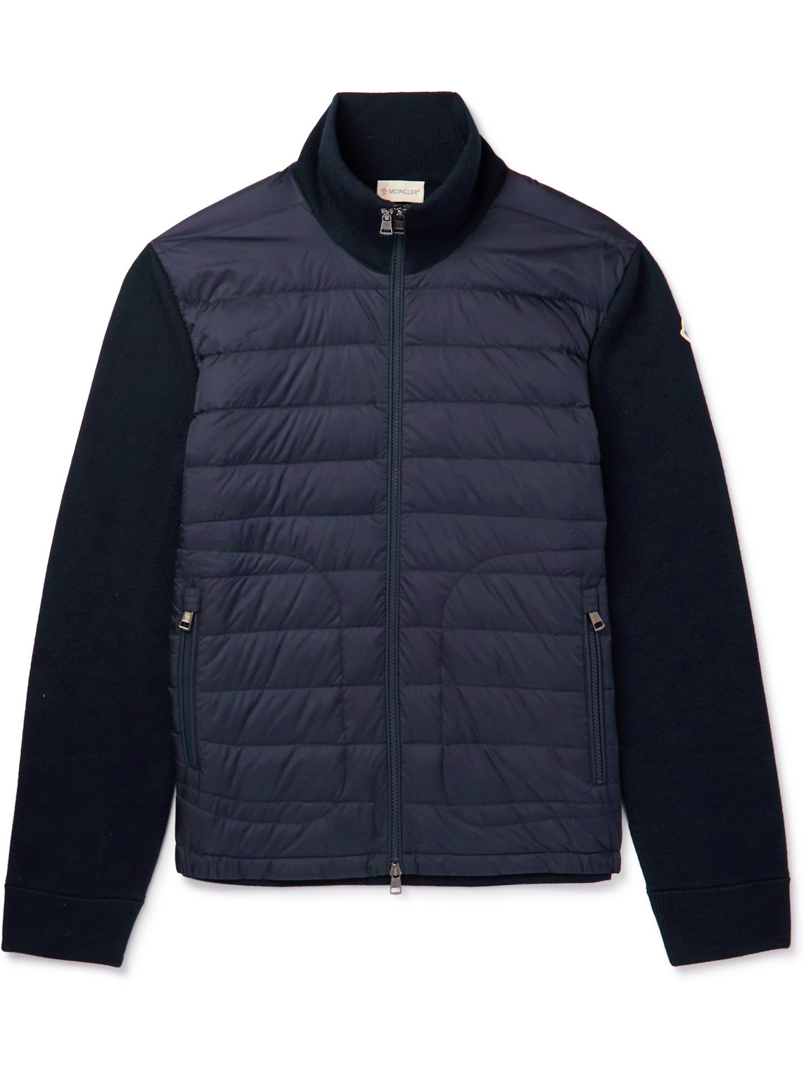 Slim-Fit Panelled Wool-Blend and Quilted Shell Down Zip-Up Cardigan