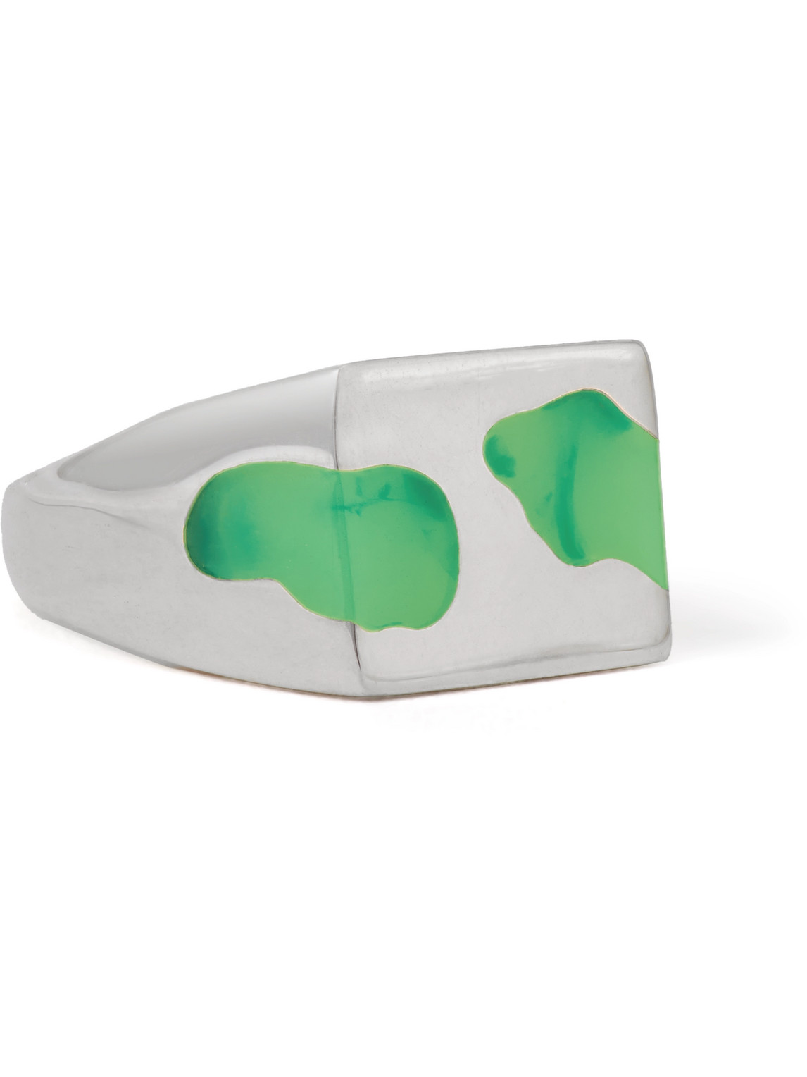 ELLIE MERCER - Sterling Silver and Resin Ring - Men - Green - M