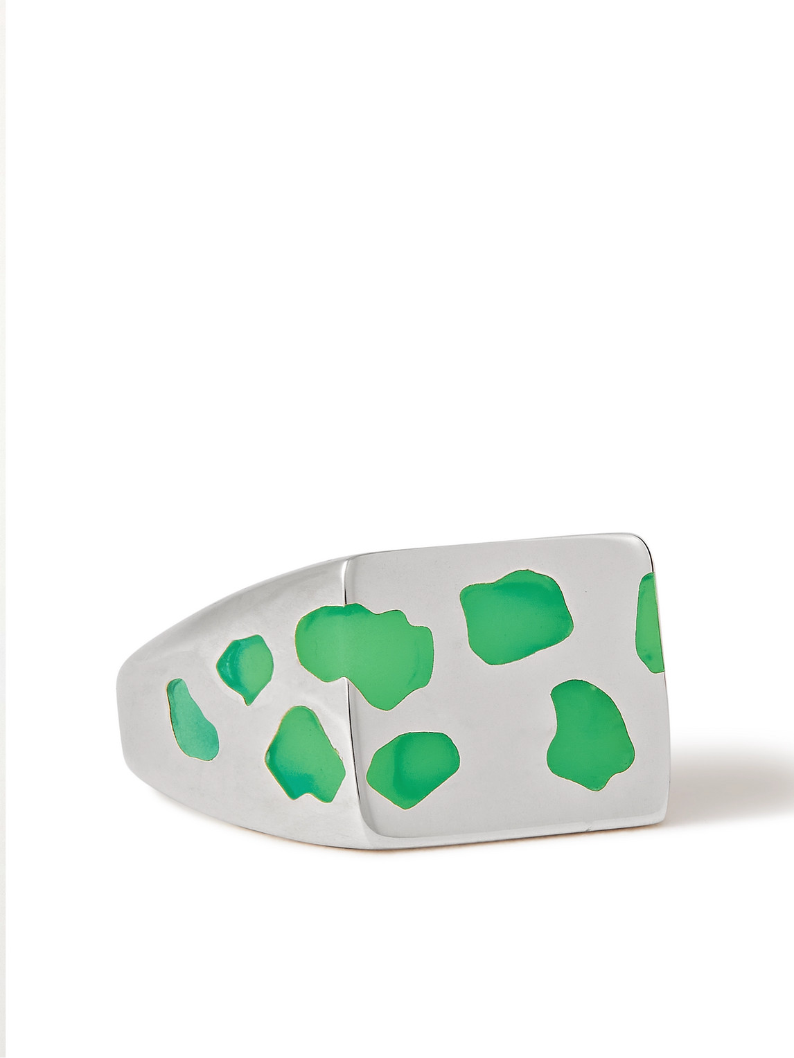 ELLIE MERCER - Sterling Silver and Resin Ring - Men - Green - M