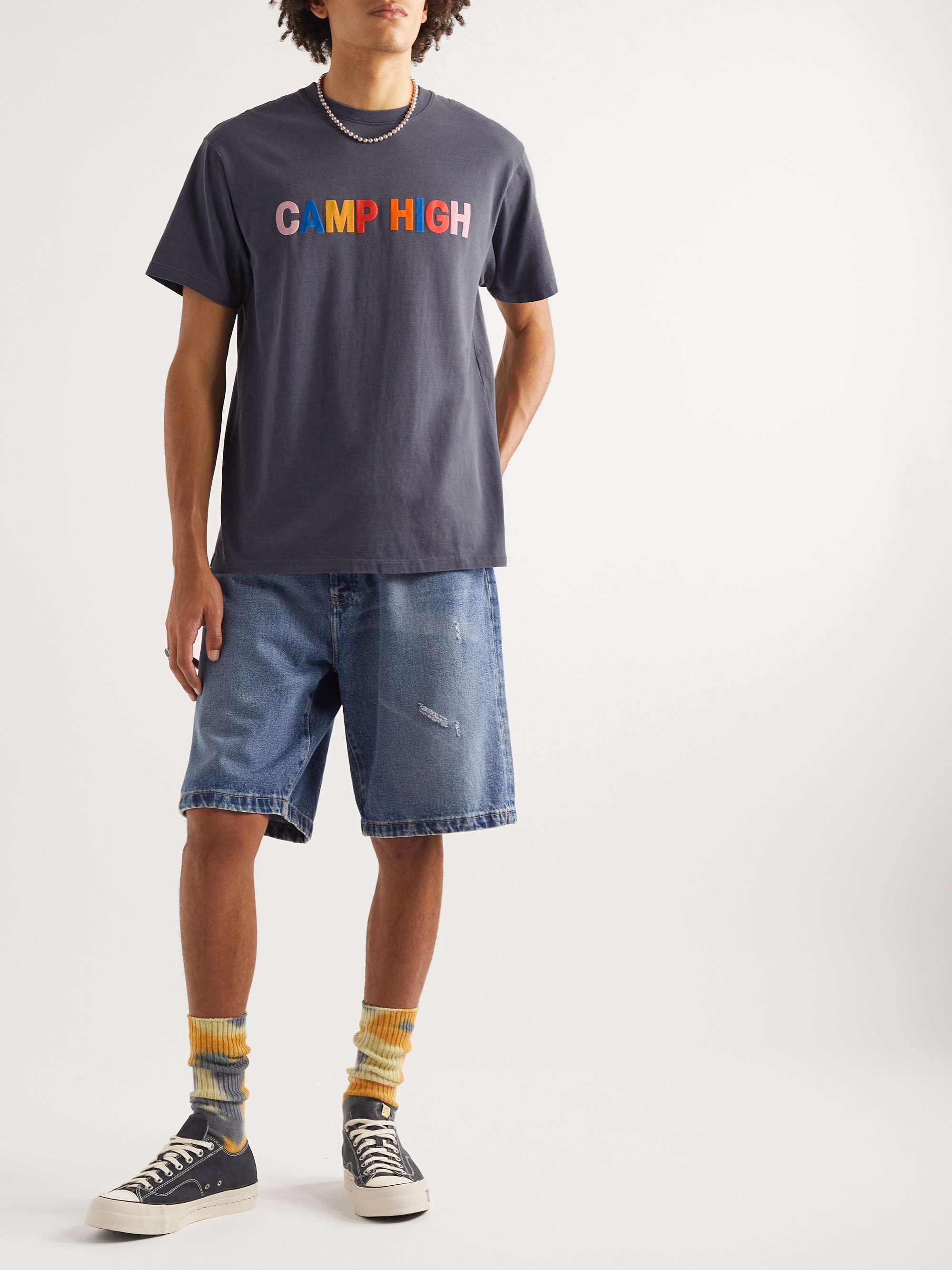 CAMP HIGH Shop Logo-Print Pigment-Dyed Cotton-Jersey T-Shirt for Men ...