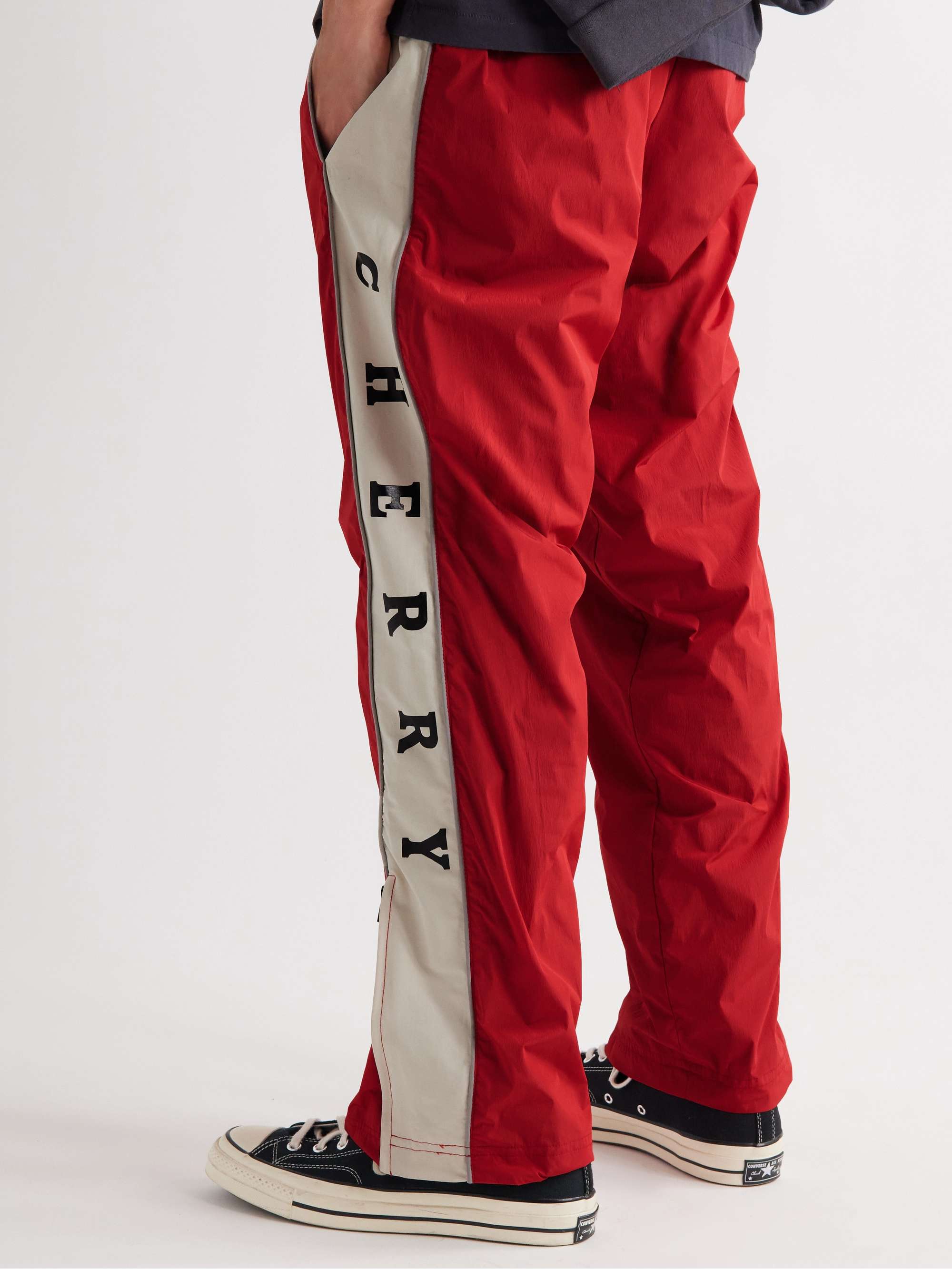 CHERRY LA Straight-Leg Logo-Print Recycled-Shell Track Pants