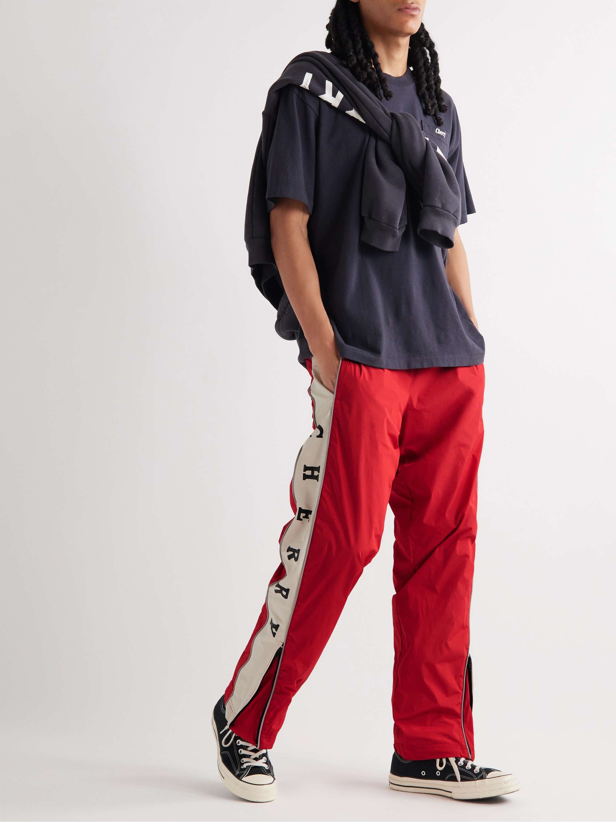 CHERRY LA Straight-Leg Logo-Print Recycled-Shell Track Pants