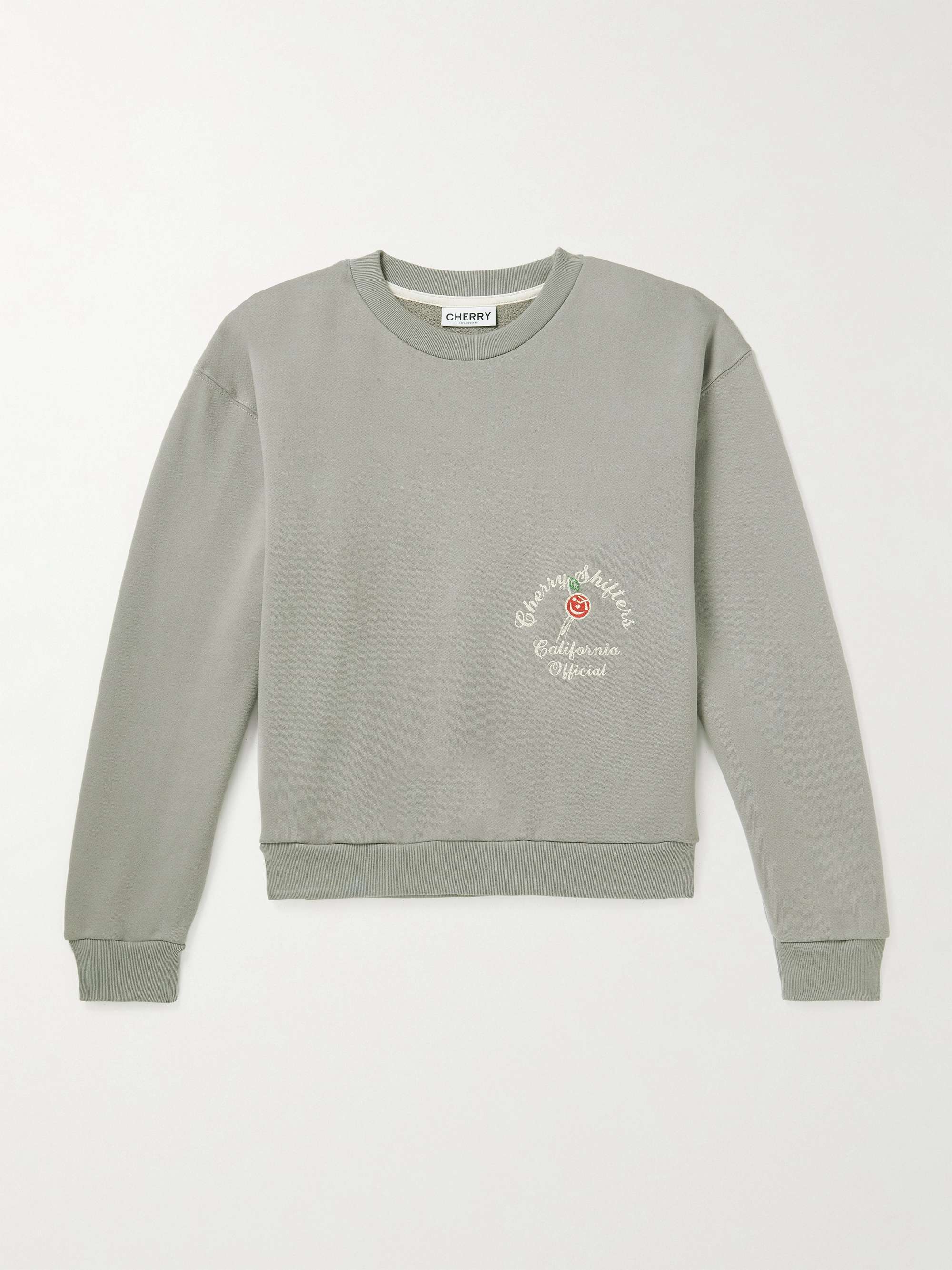 CHERRY LA Logo-Embroidered Cotton-Jersey Sweatshirt