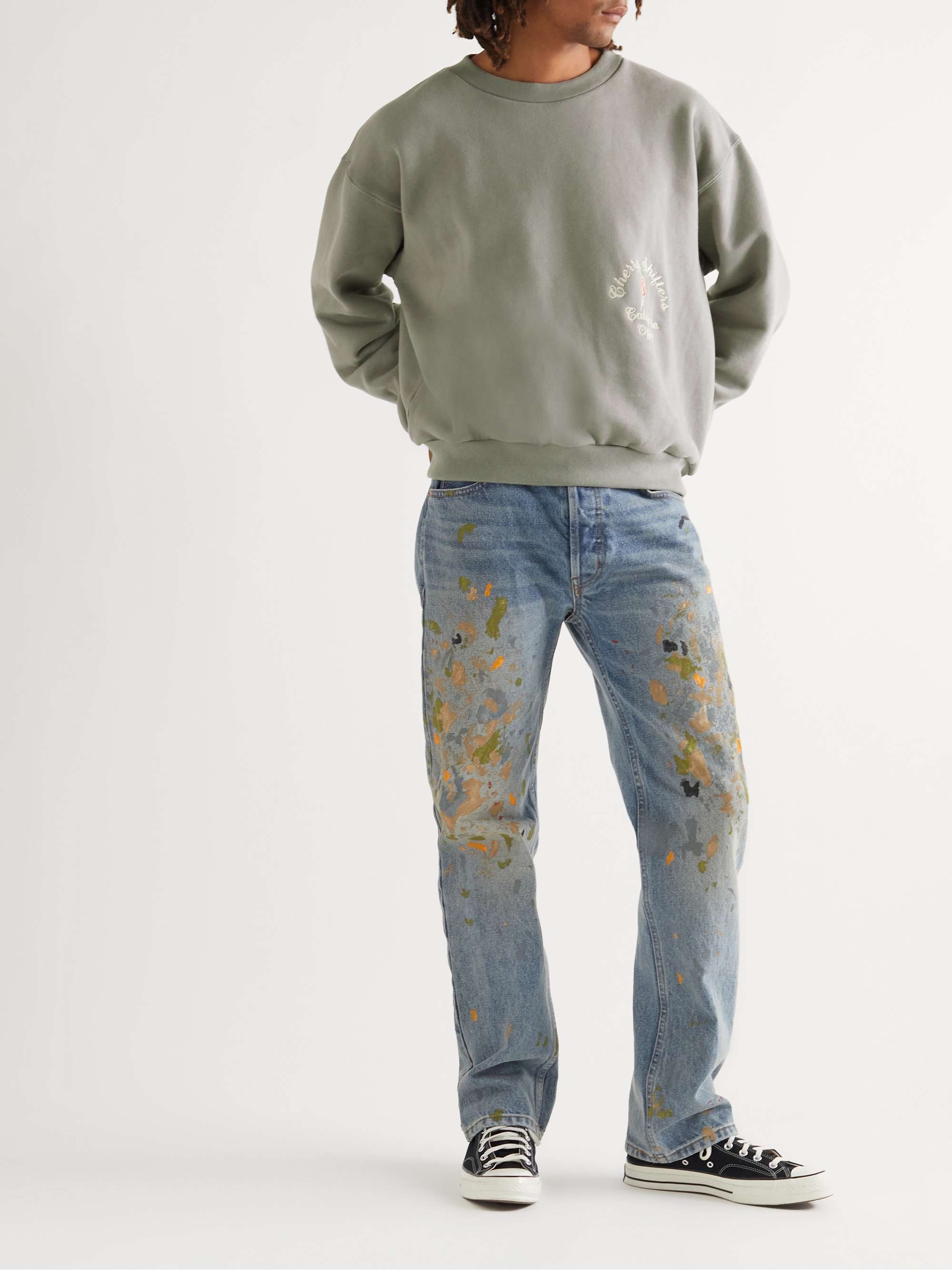 CHERRY LA Logo-Embroidered Cotton-Jersey Sweatshirt
