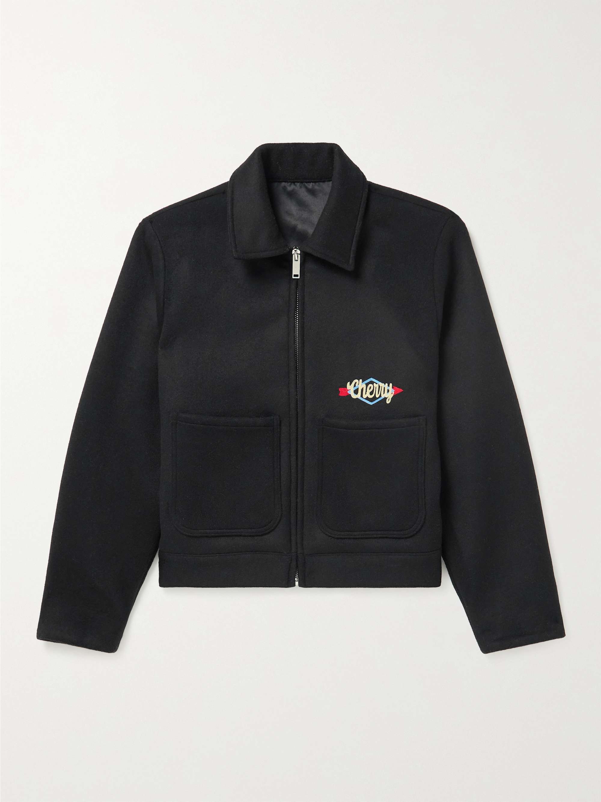 CHERRY LA Logo-Embroidered Wool-Blend Felt Jacket