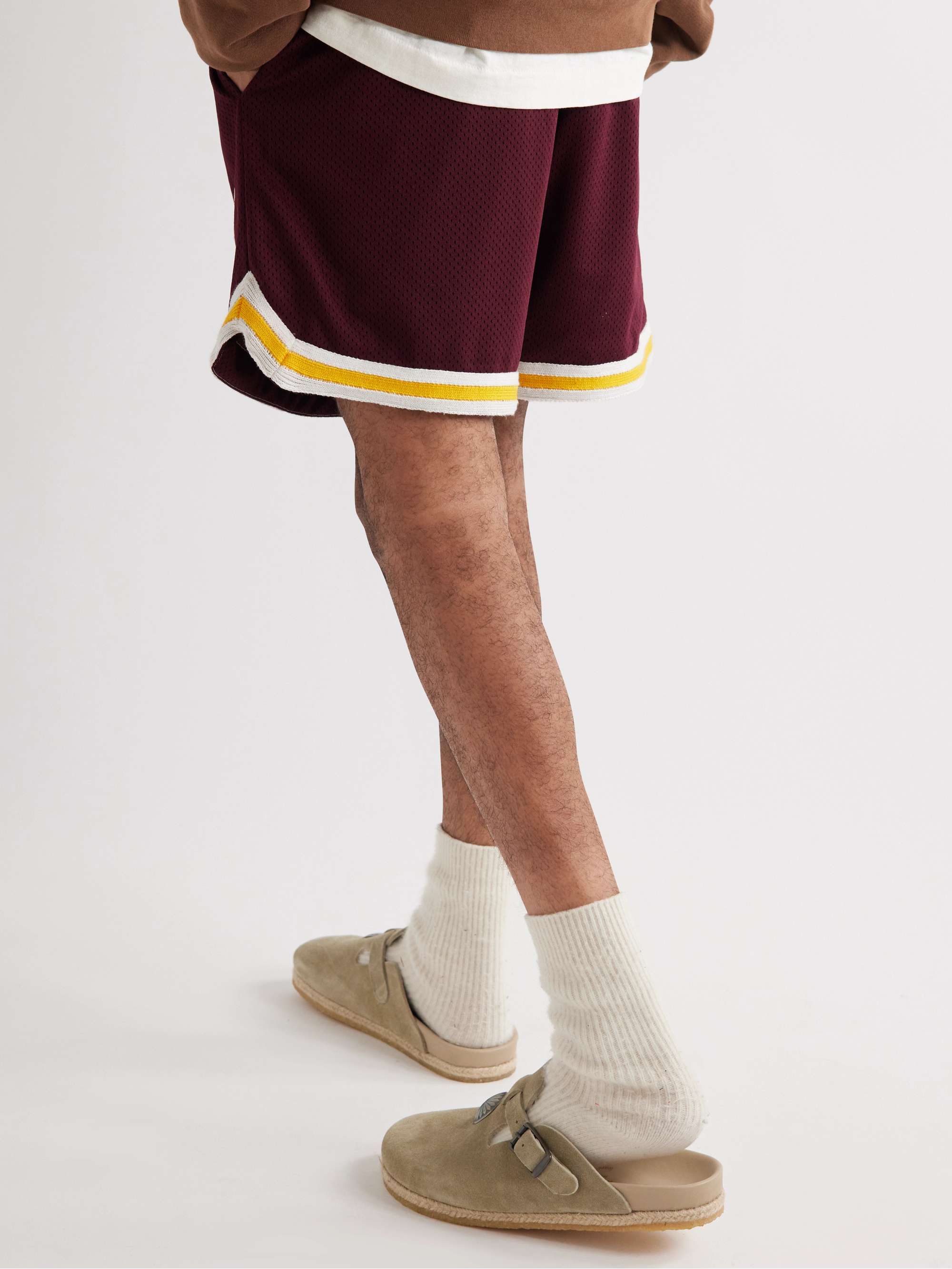 CHERRY LA Wide-Leg Logo-Print Stretch-Knit and Mesh Shorts