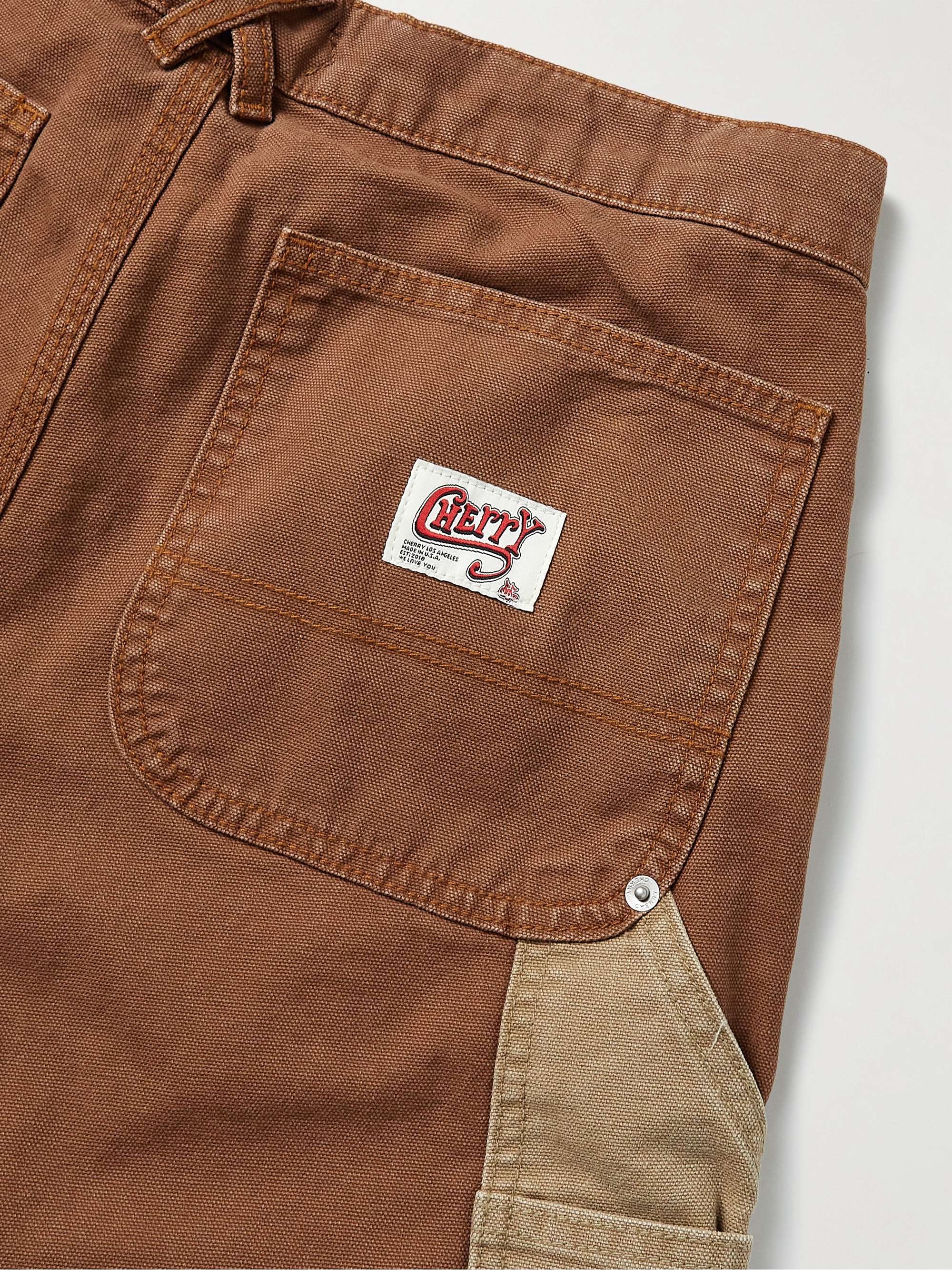 CHERRY LA Straight-Leg Panelled Cotton-Canvas Trousers