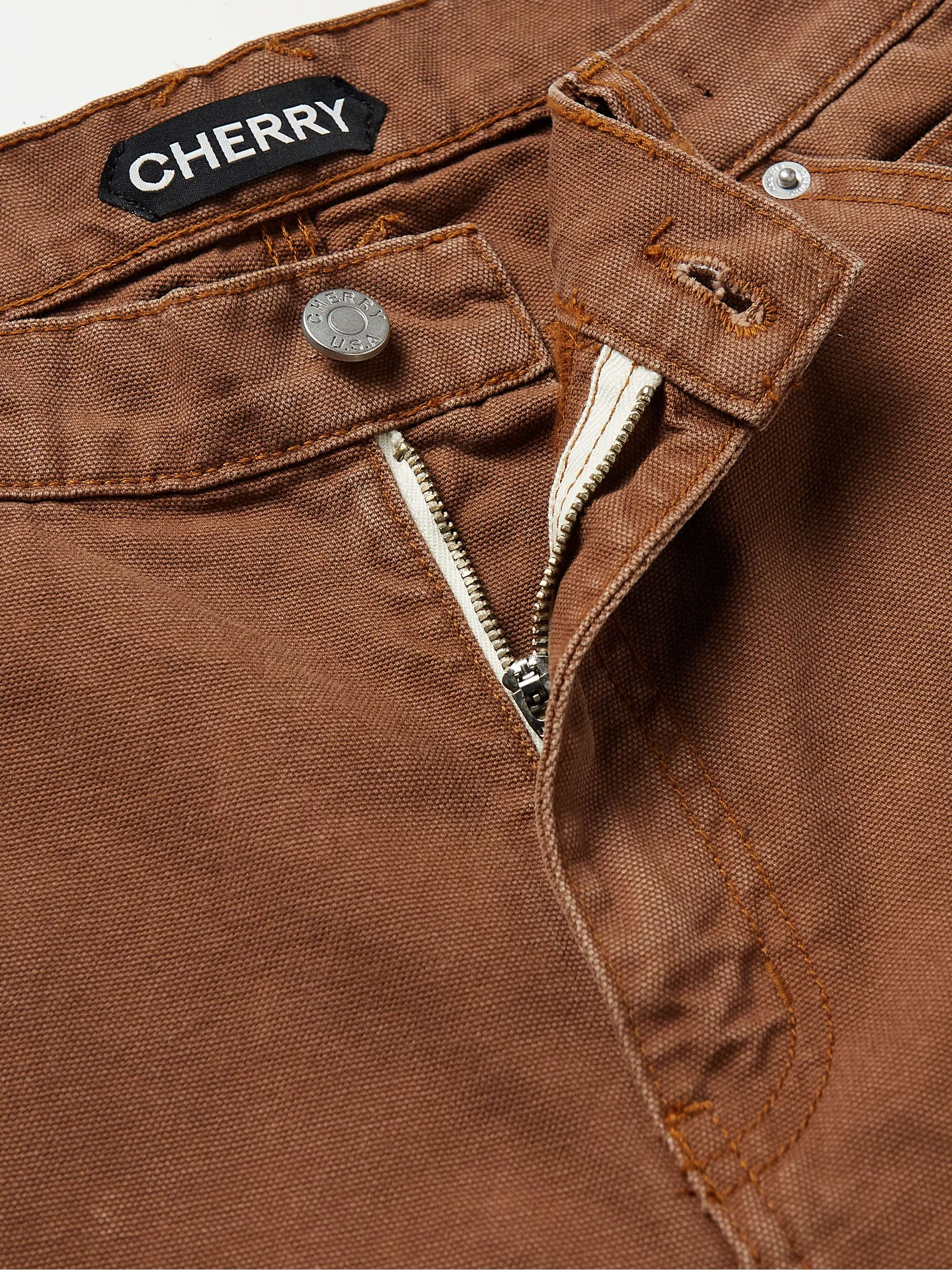 CHERRY LA Straight-Leg Panelled Cotton-Canvas Trousers