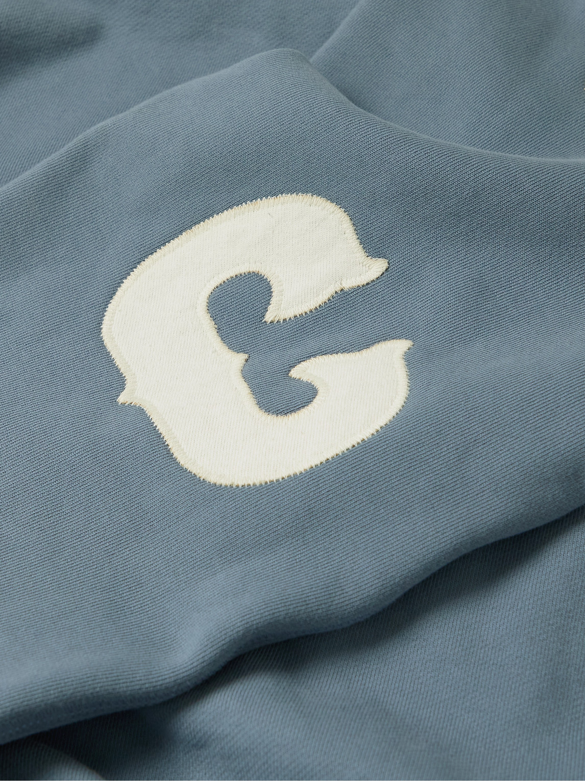 Logo-appliquéd Cotton-jersey Half-zip Sweatshirt In Blue