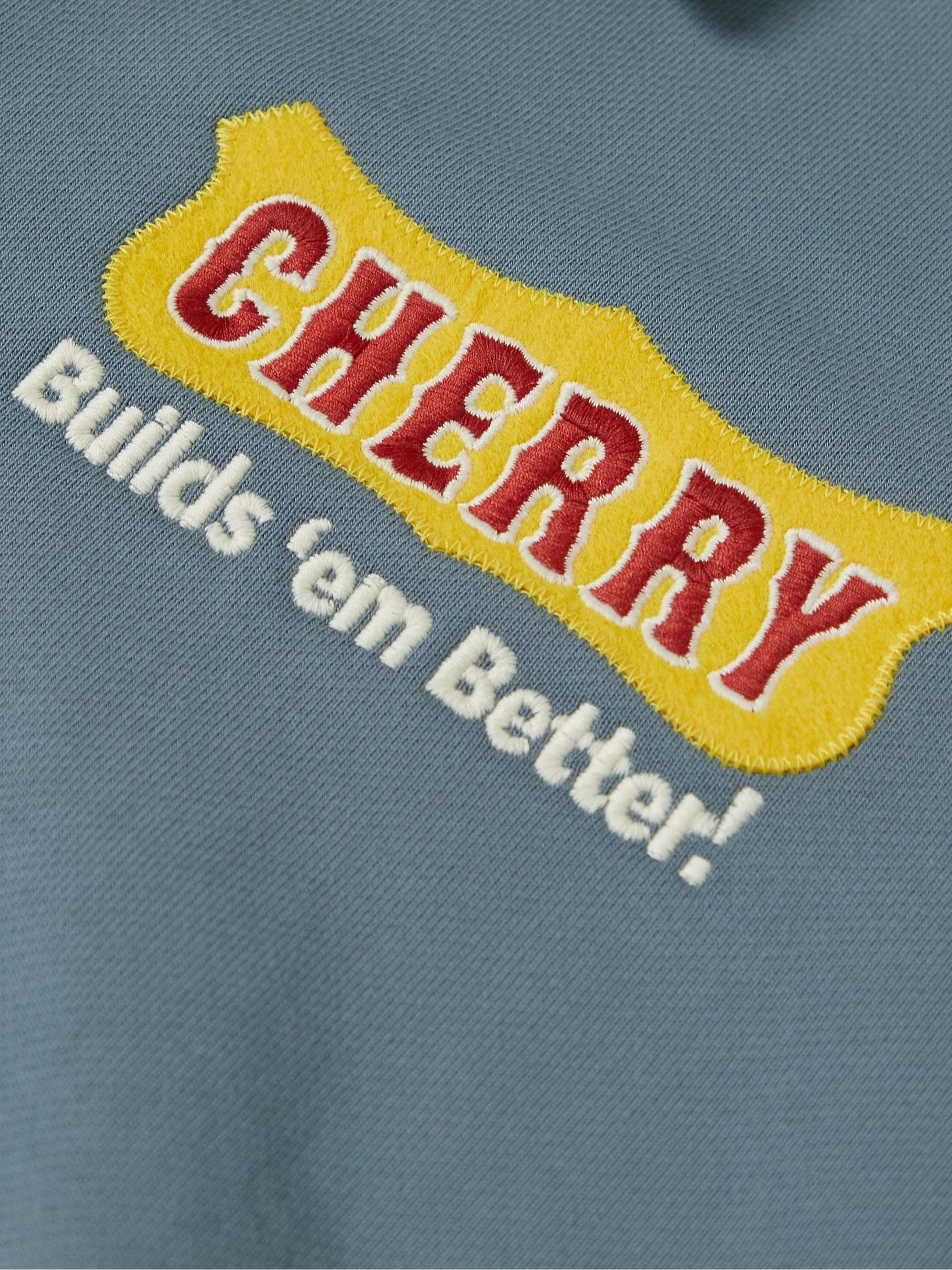CHERRY LA Logo-Appliquéd Cotton-Jersey Half-Zip Sweatshirt