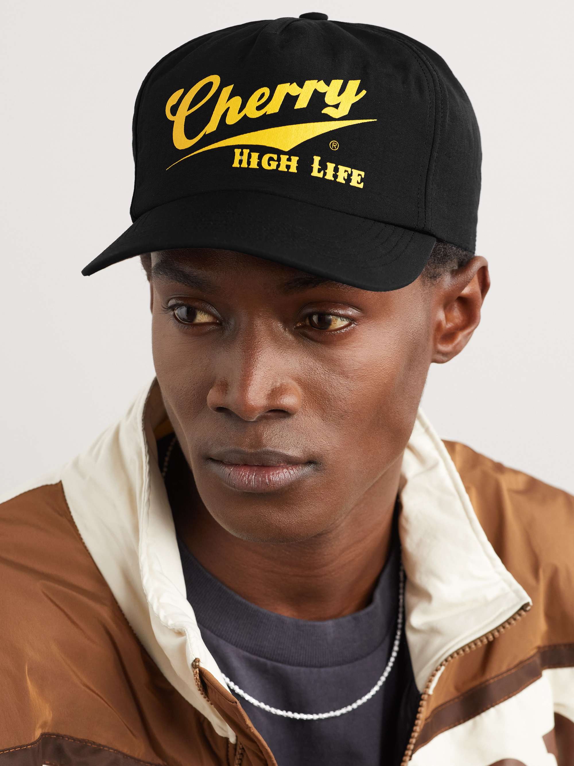 CHERRY LA Logo-Print Twill Trucker Hat