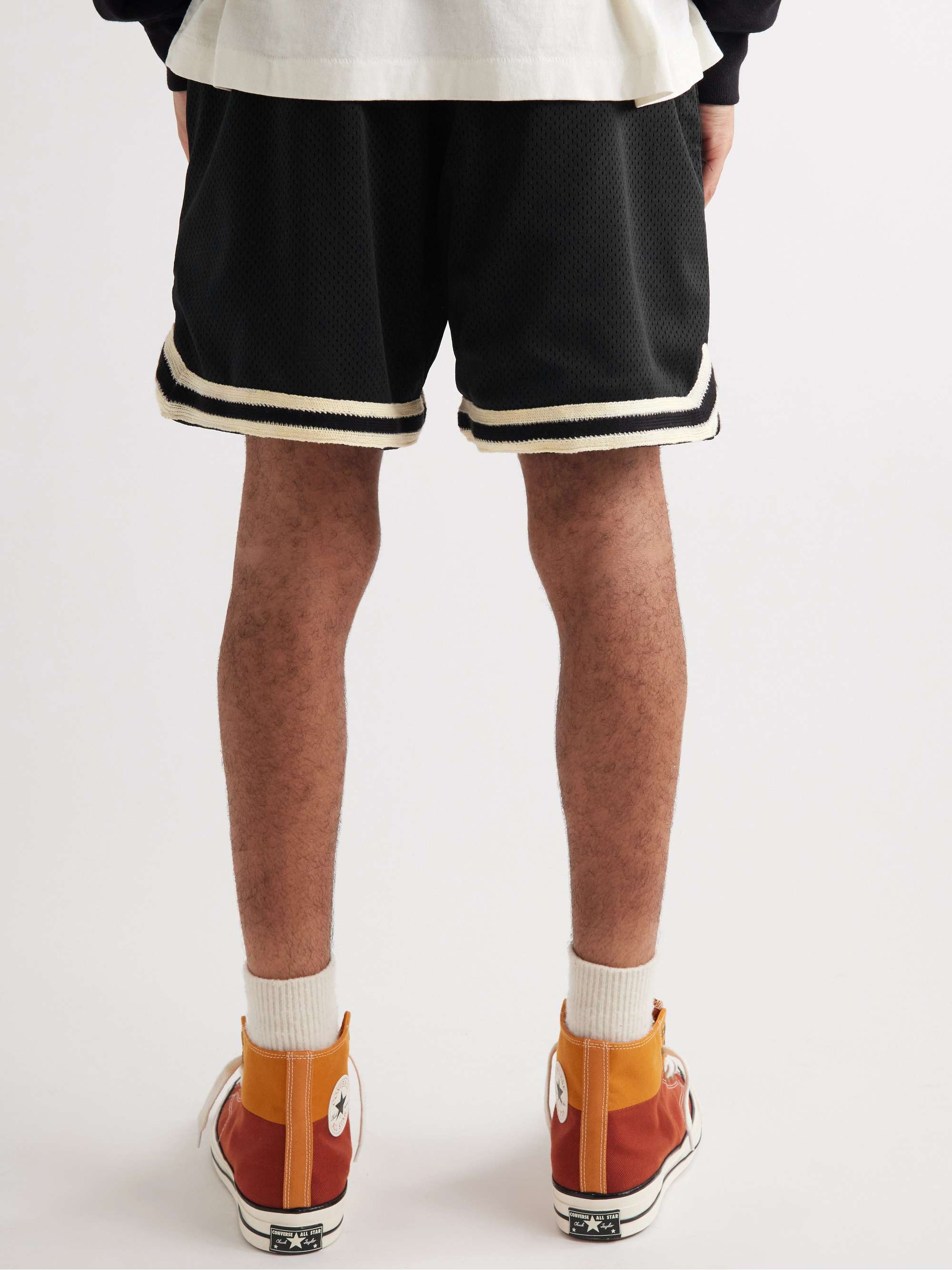CHERRY LA Wide-Leg Logo-Print Stretch-Knit and Mesh Shorts
