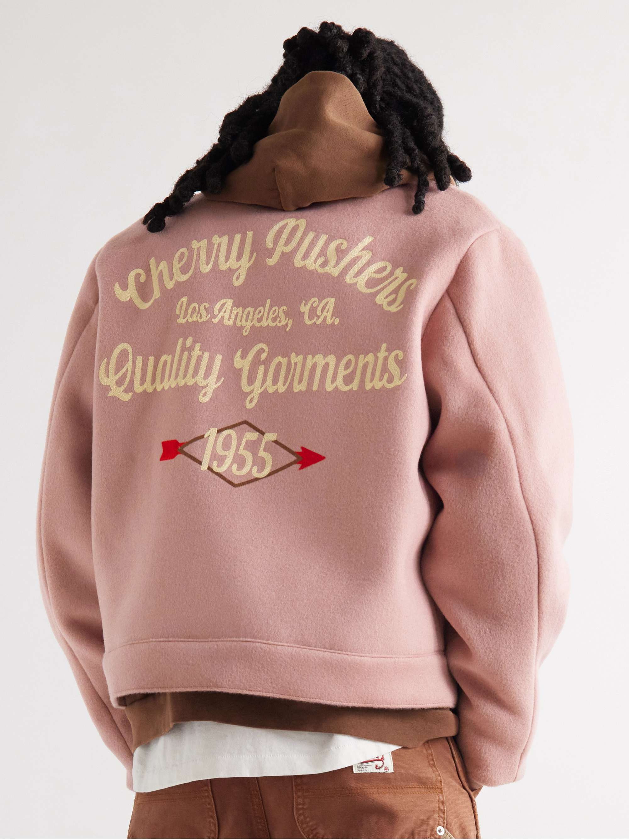 CHERRY LA Logo-Embroidered Wool-Blend Felt Jacket