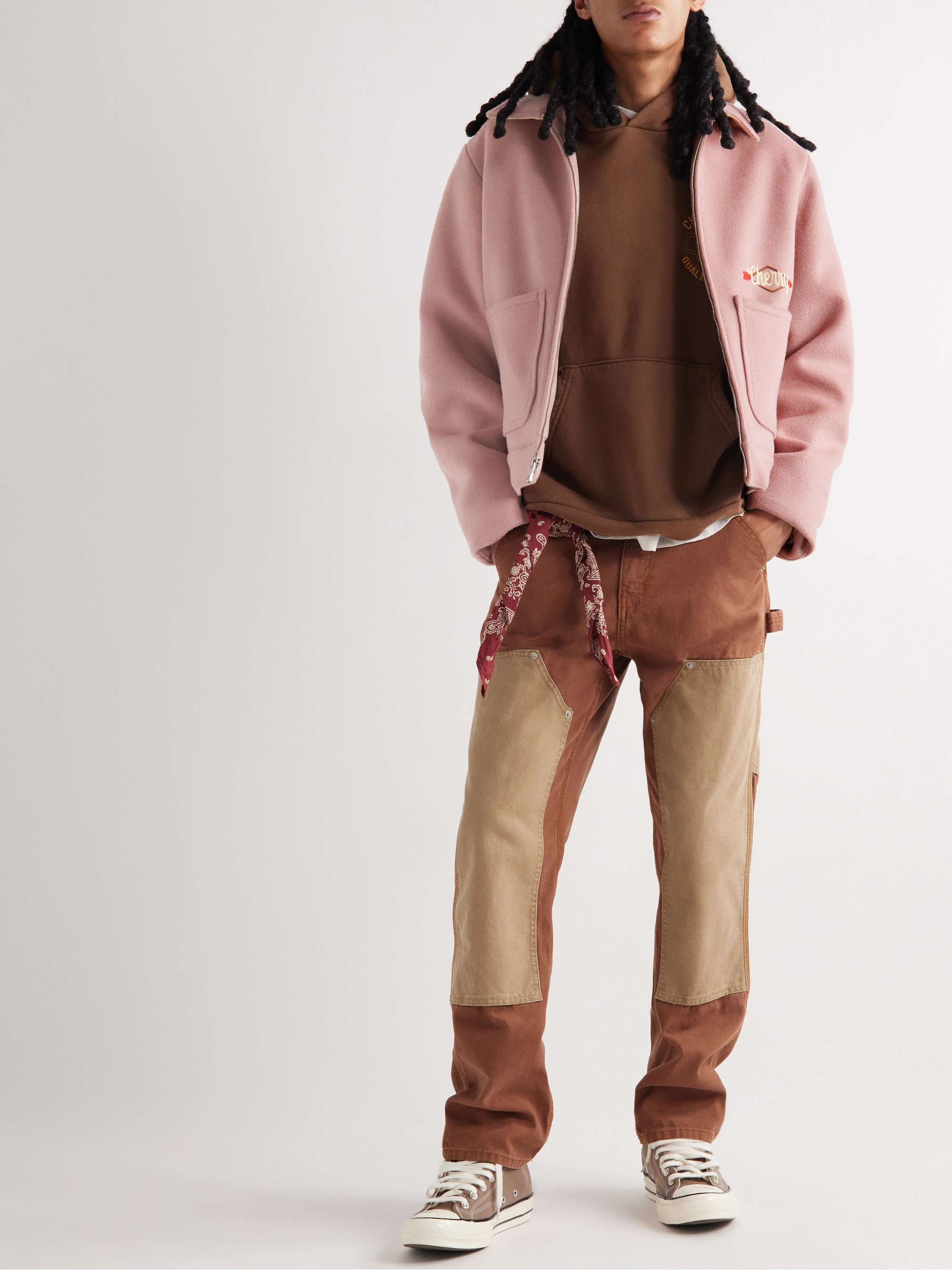 CHERRY LA Logo-Embroidered Wool-Blend Felt Jacket