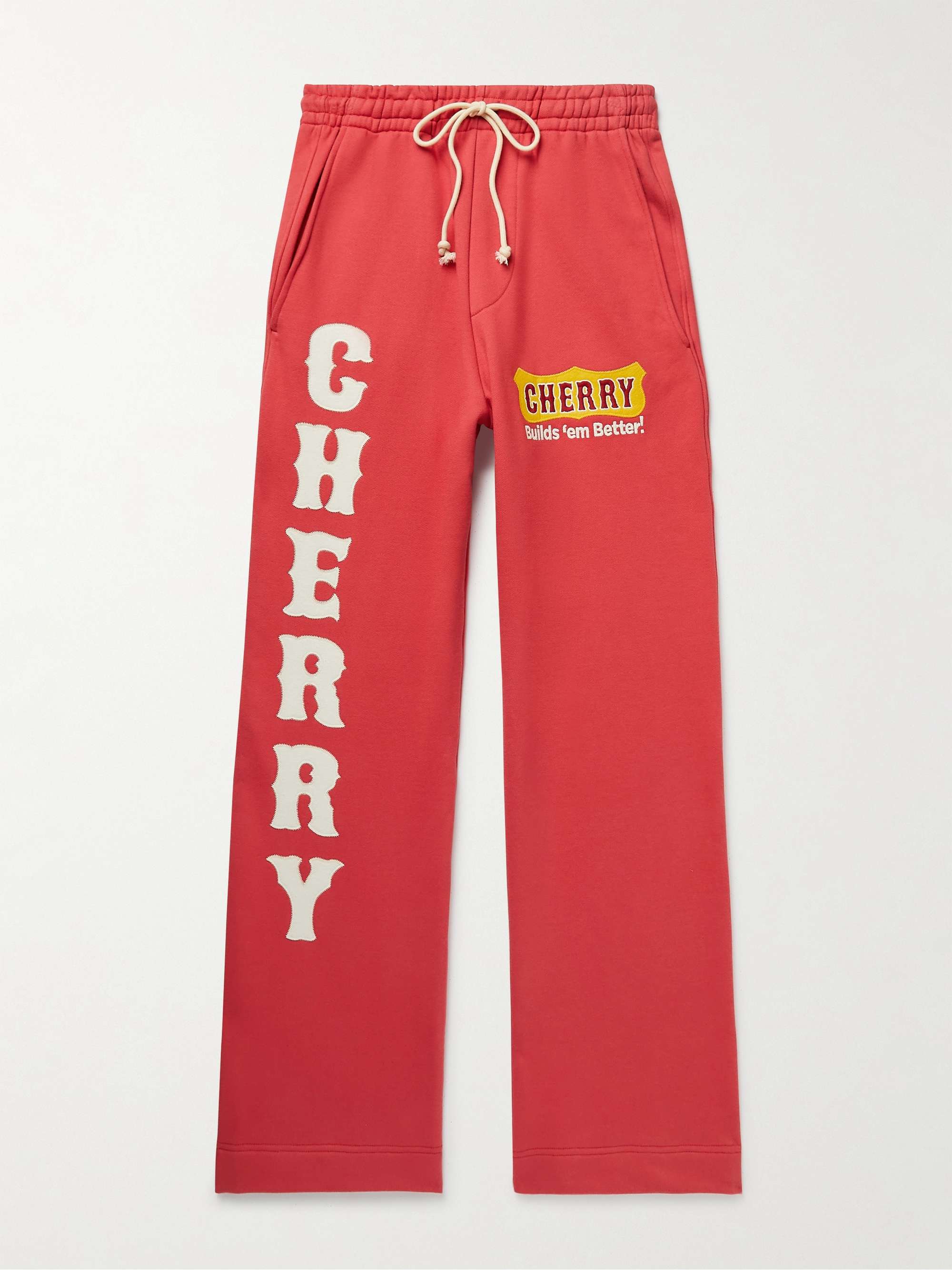 CHERRY LA Straight-Leg Logo-Appliquéd Cotton-Jersey Sweatpants