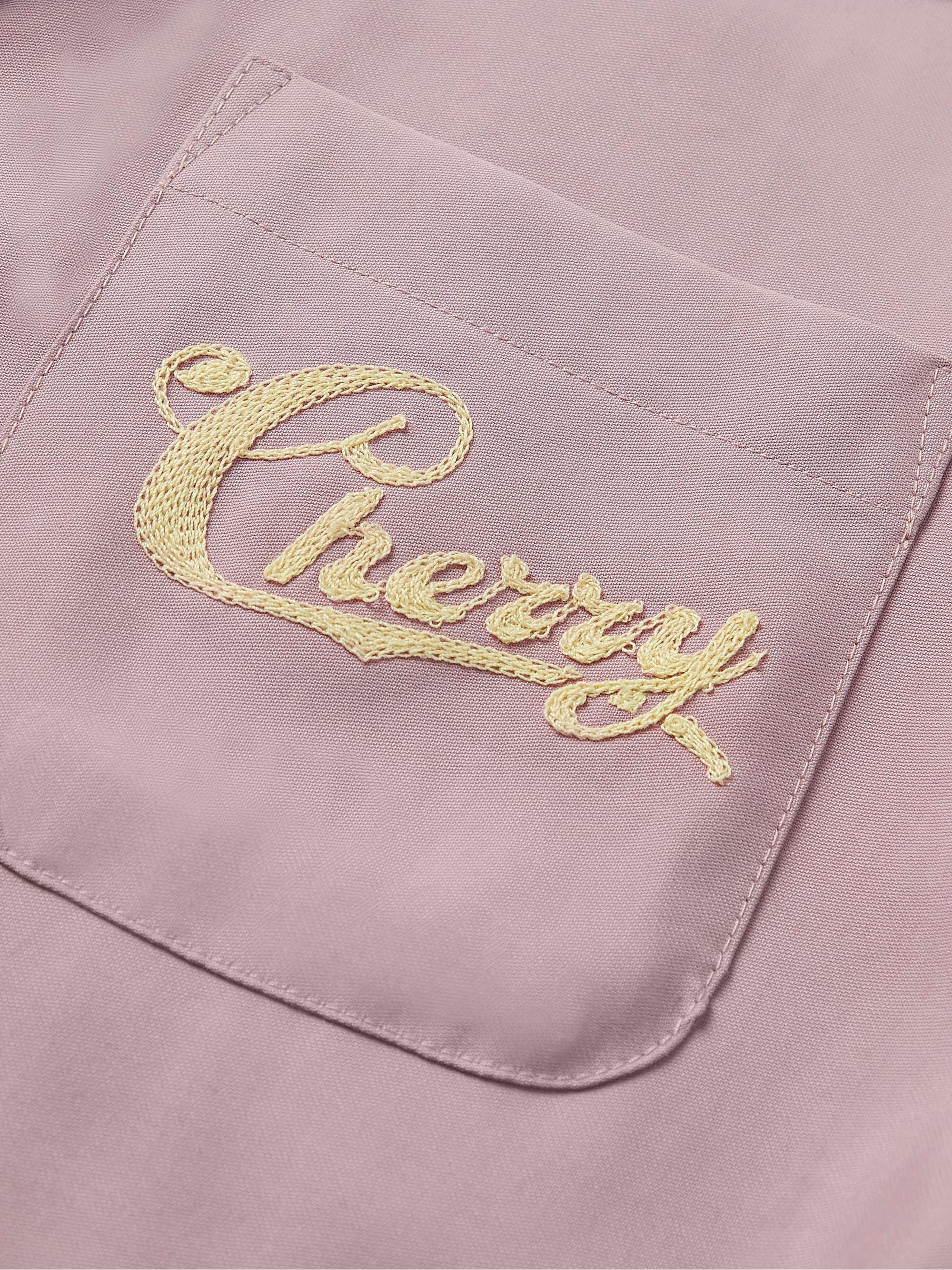 CHERRY LA Camp-Collar Logo-Embroidered Cotton-Blend Twill Shirt
