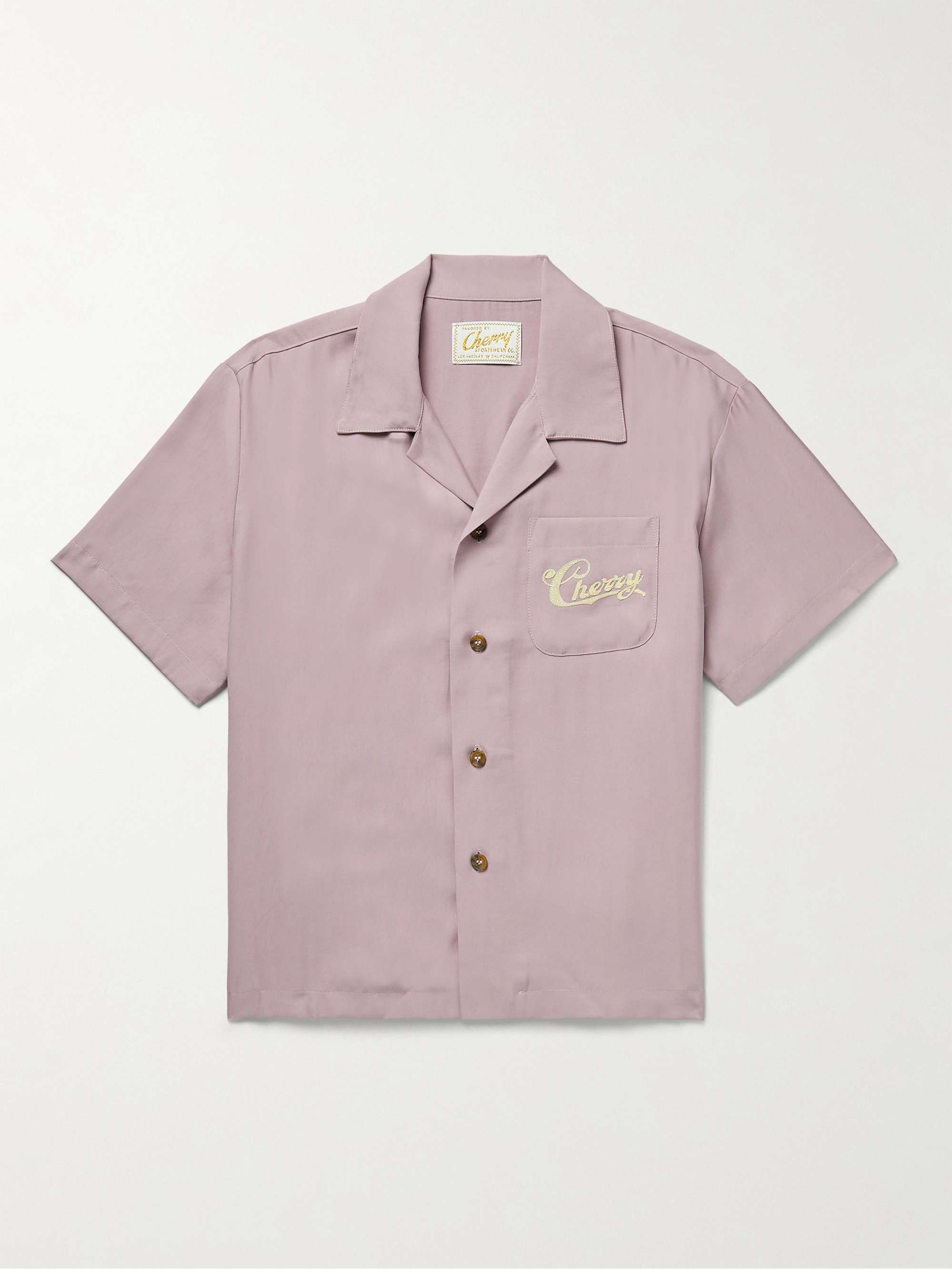 CHERRY LA Camp-Collar Logo-Embroidered Cotton-Blend Twill Shirt