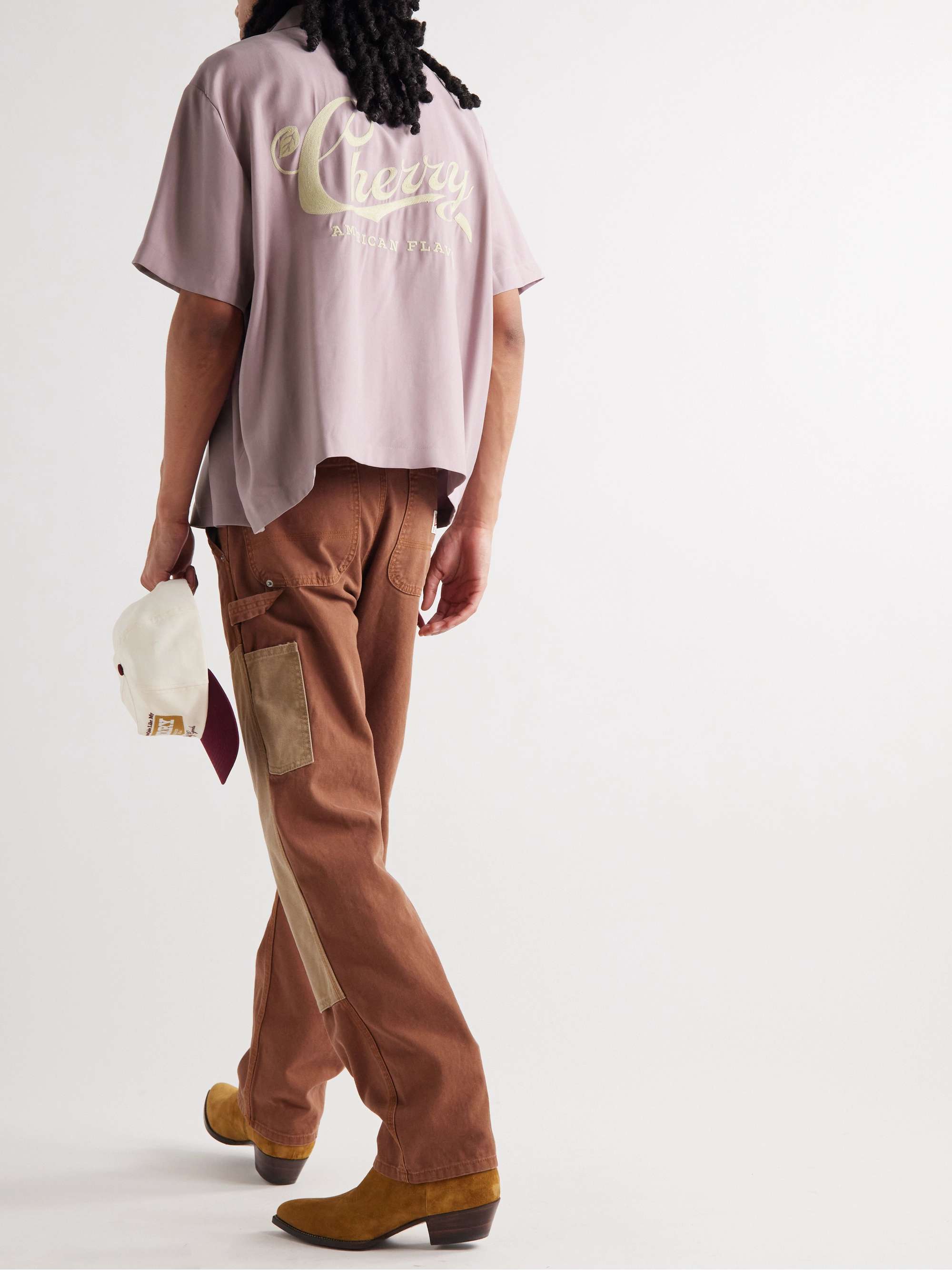 CHERRY LA Camp-Collar Logo-Embroidered Cotton-Blend Twill Shirt