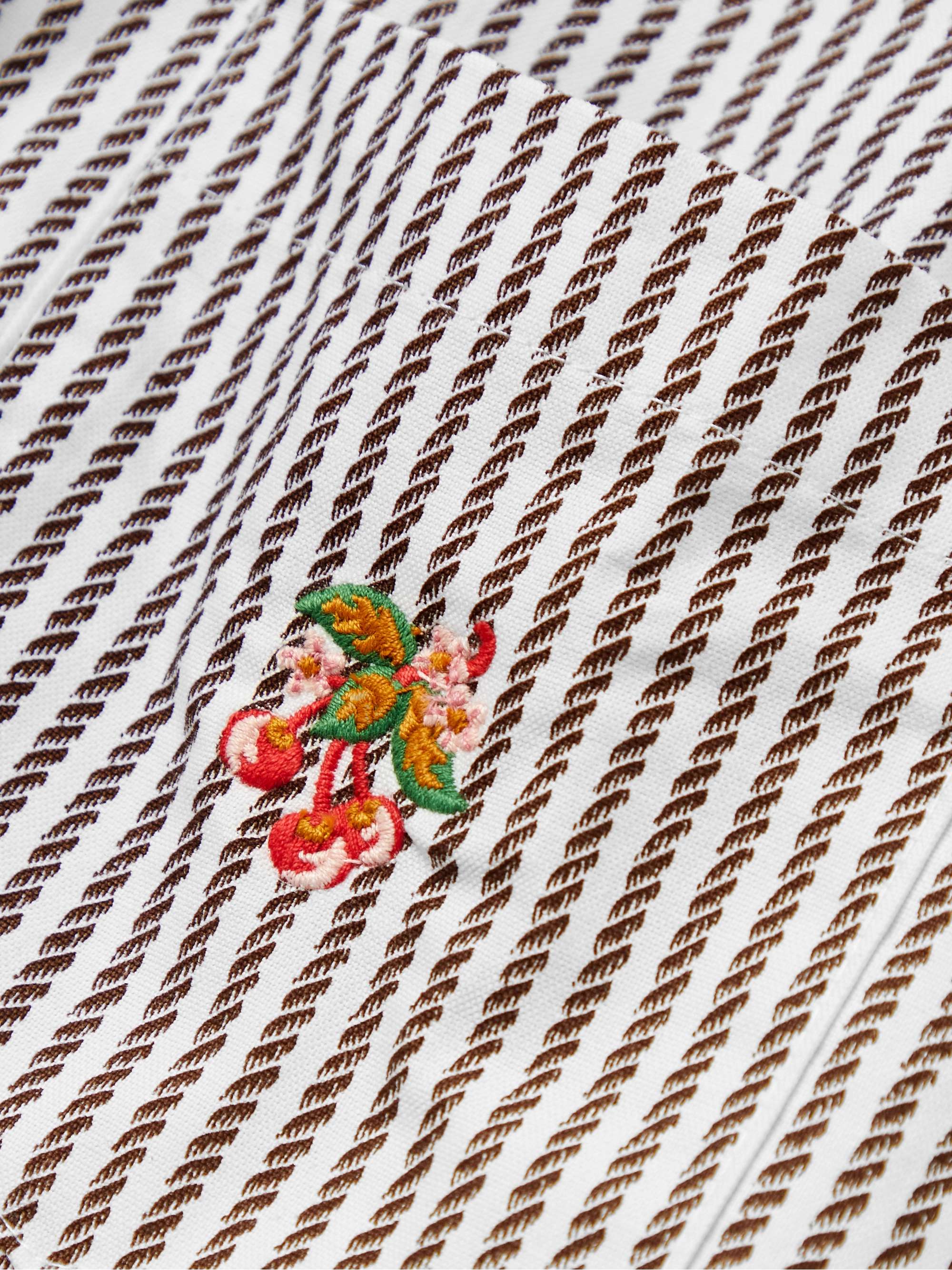 CHERRY LA Button-Down Collar Striped Cotton Oxford Shirt