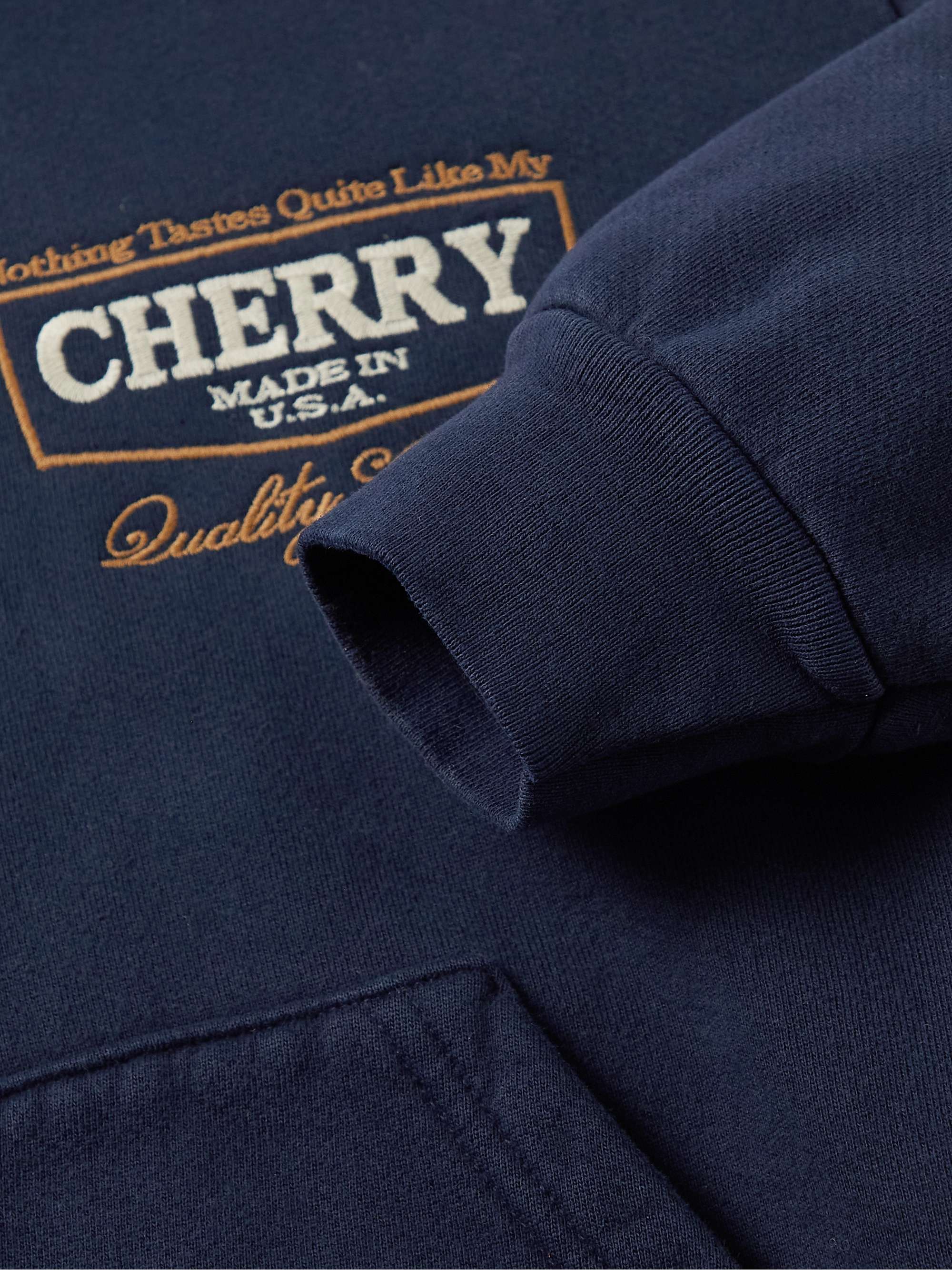CHERRY LA Embroidered Cotton-Jersey Zip-Up Hoodie