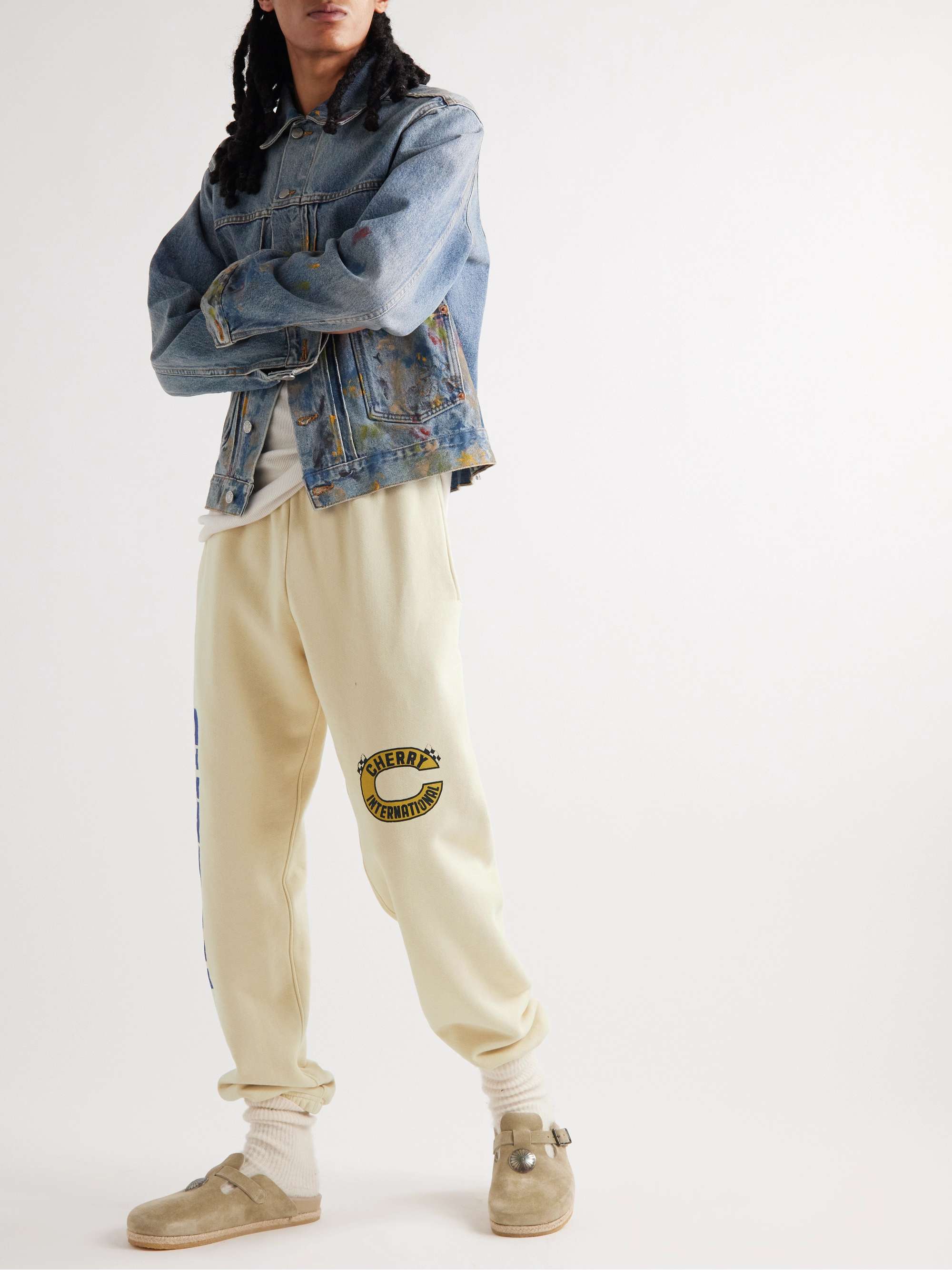 CHERRY LA Tapered Logo-Print Cotton-Jersey Sweatpants