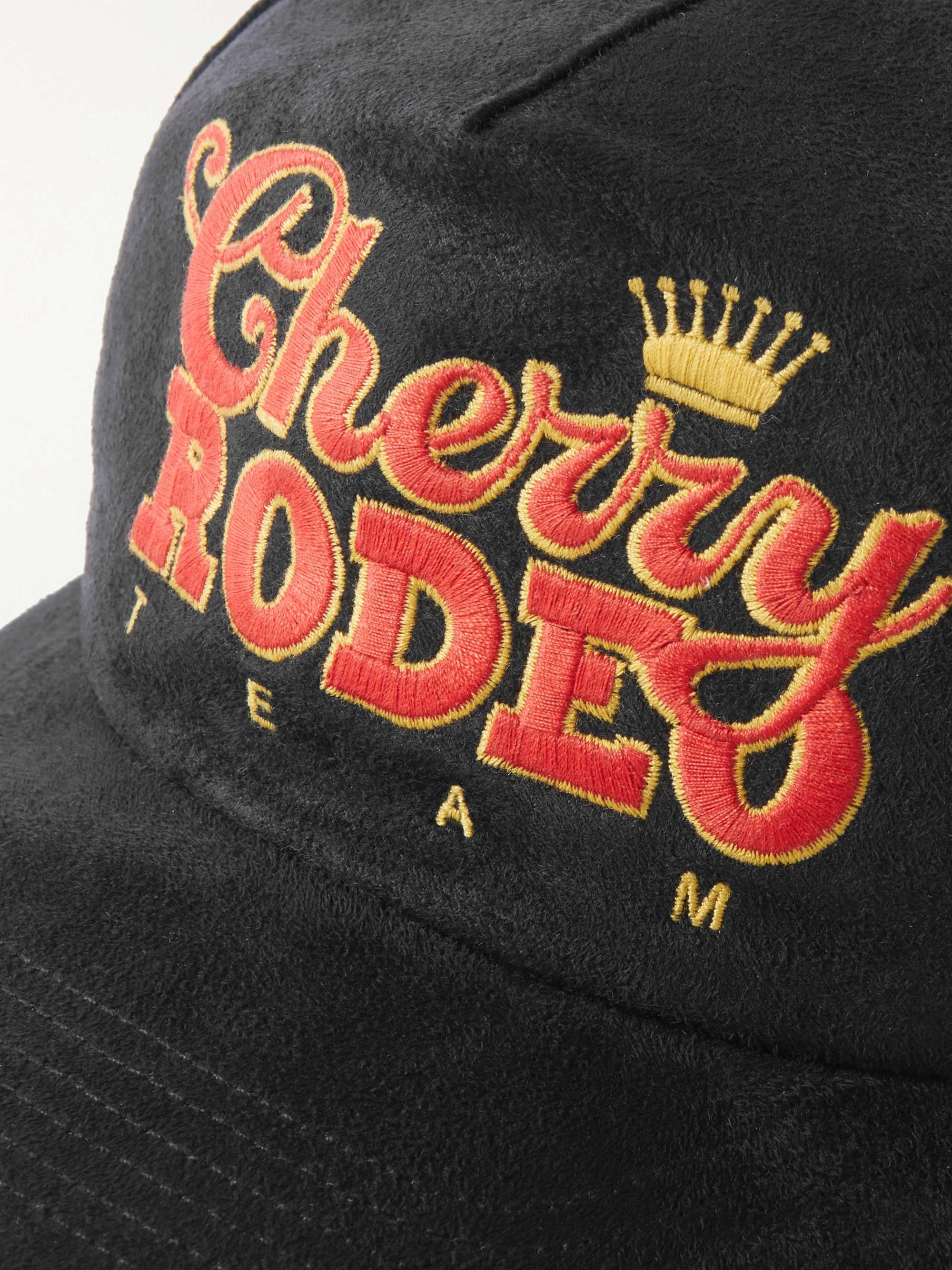 CHERRY LA Logo-Embroidered Faux Suede Baseball Cap