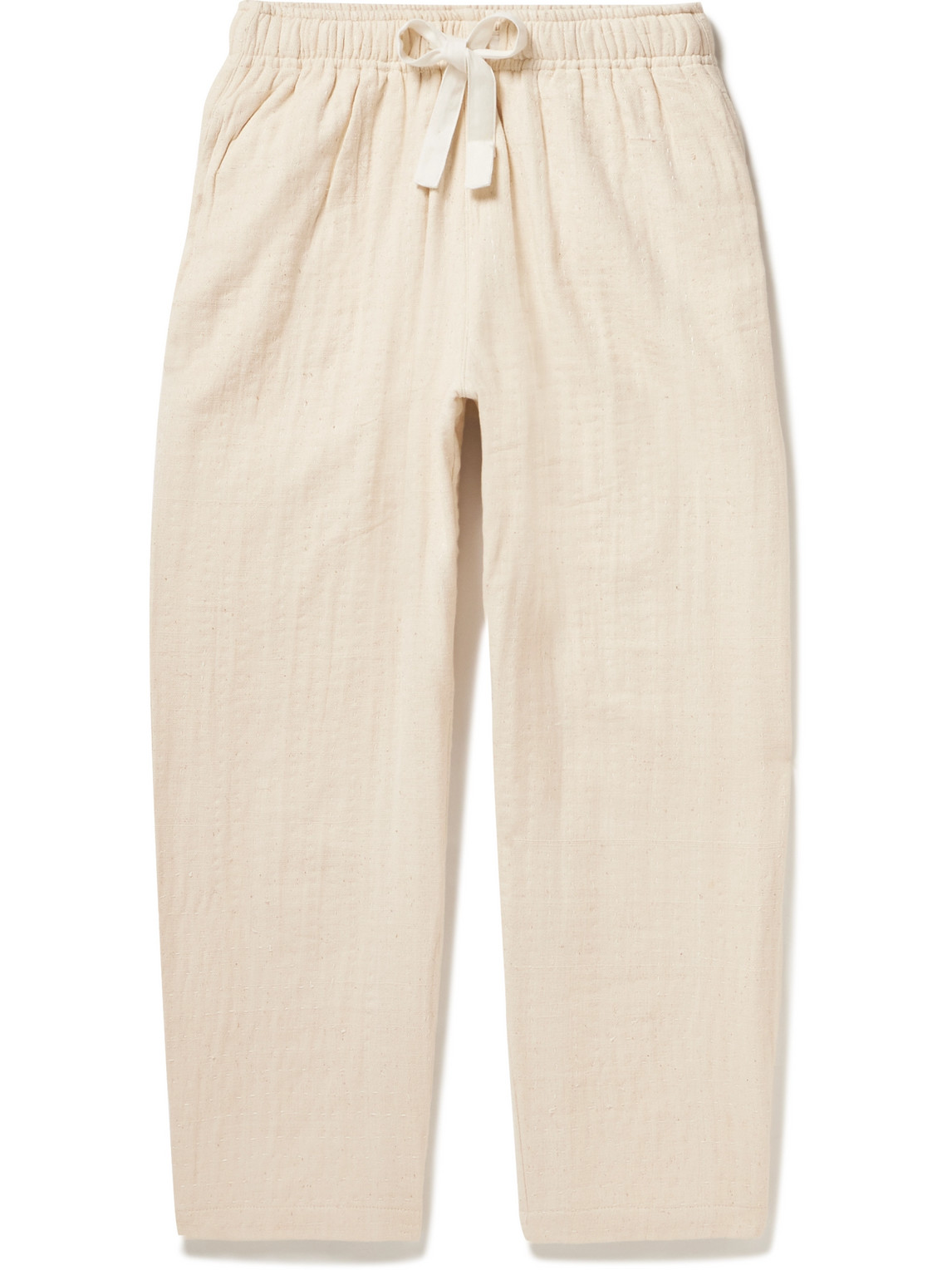 Shop Karu Research Embroidered Cotton Drawstring Trousers In Neutrals