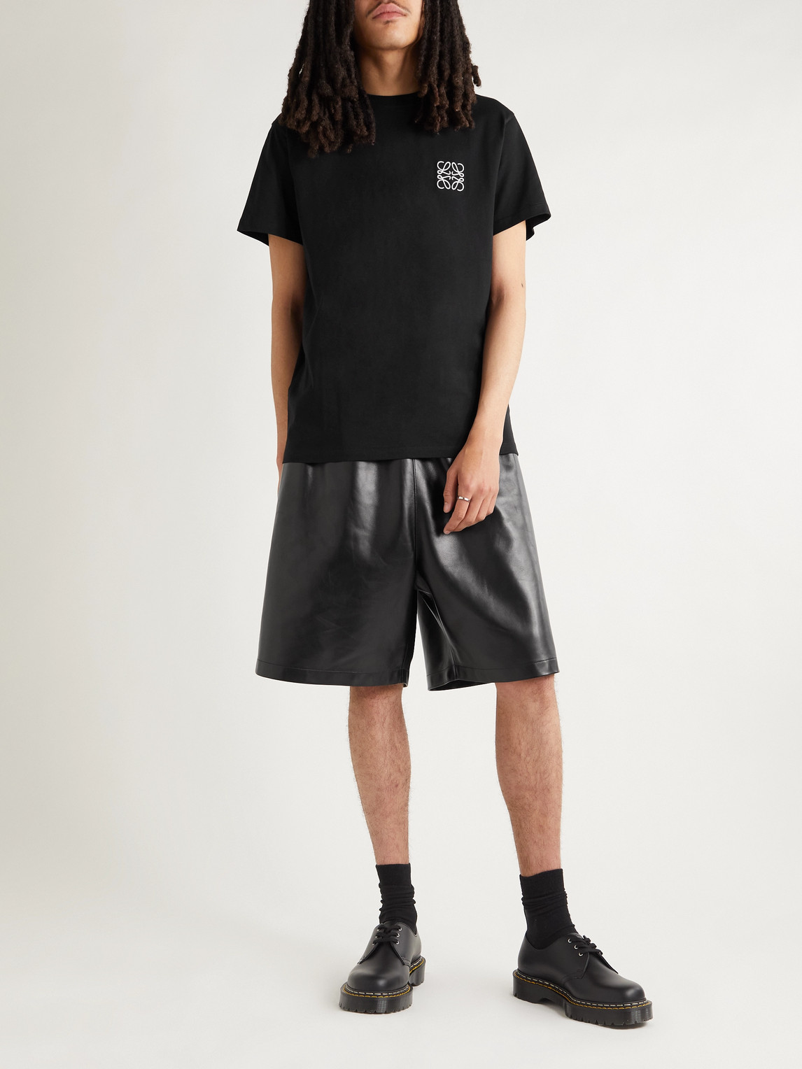 Shop Loewe Logo-embroidered Cotton-jersey T-shirt In Black