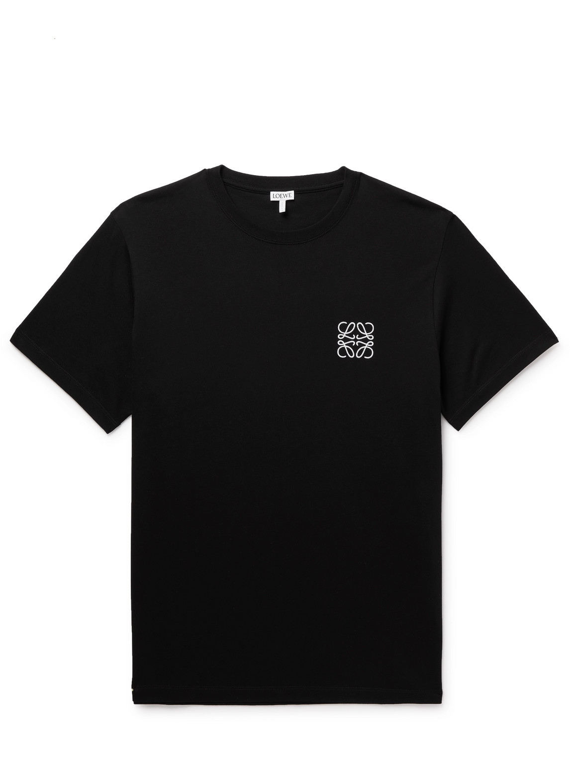 Shop Loewe Logo-embroidered Cotton-jersey T-shirt In Black