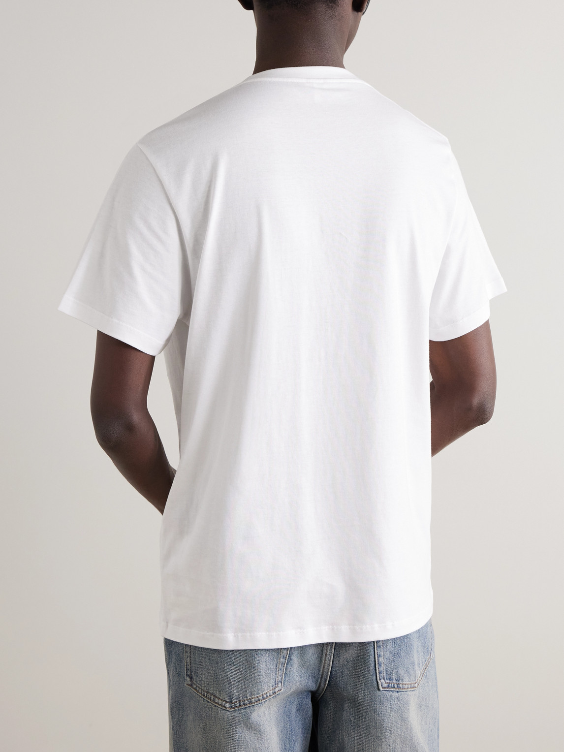 Loewe Slim-fit Logo-embroidered Cotton-jersey T-shirt In White