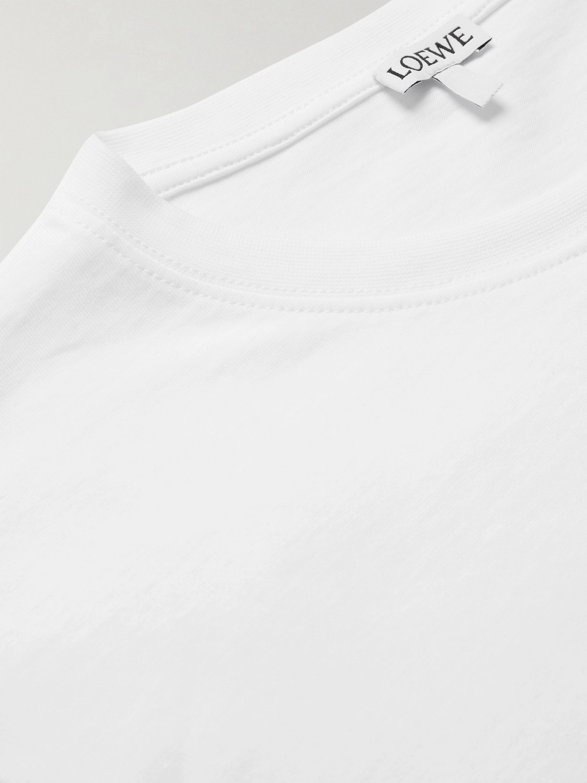 Shop Loewe Slim-fit Logo-embroidered Cotton-jersey T-shirt In White