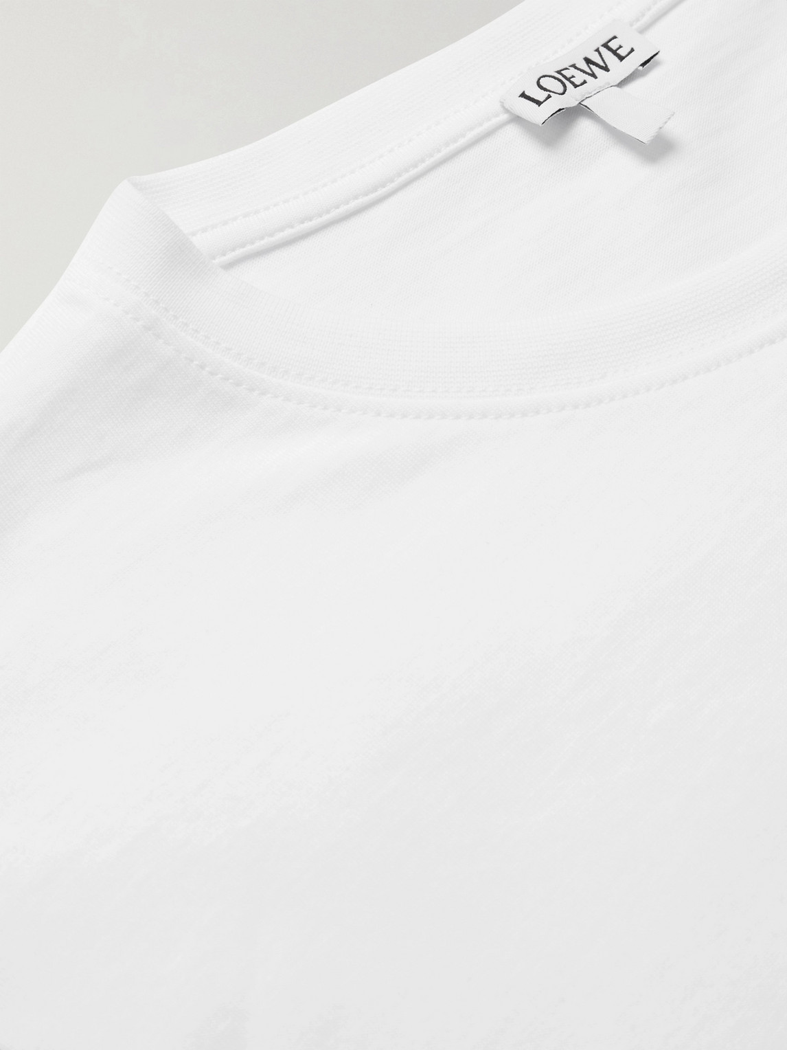 Loewe Slim-fit Logo-embroidered Cotton-jersey T-shirt In White