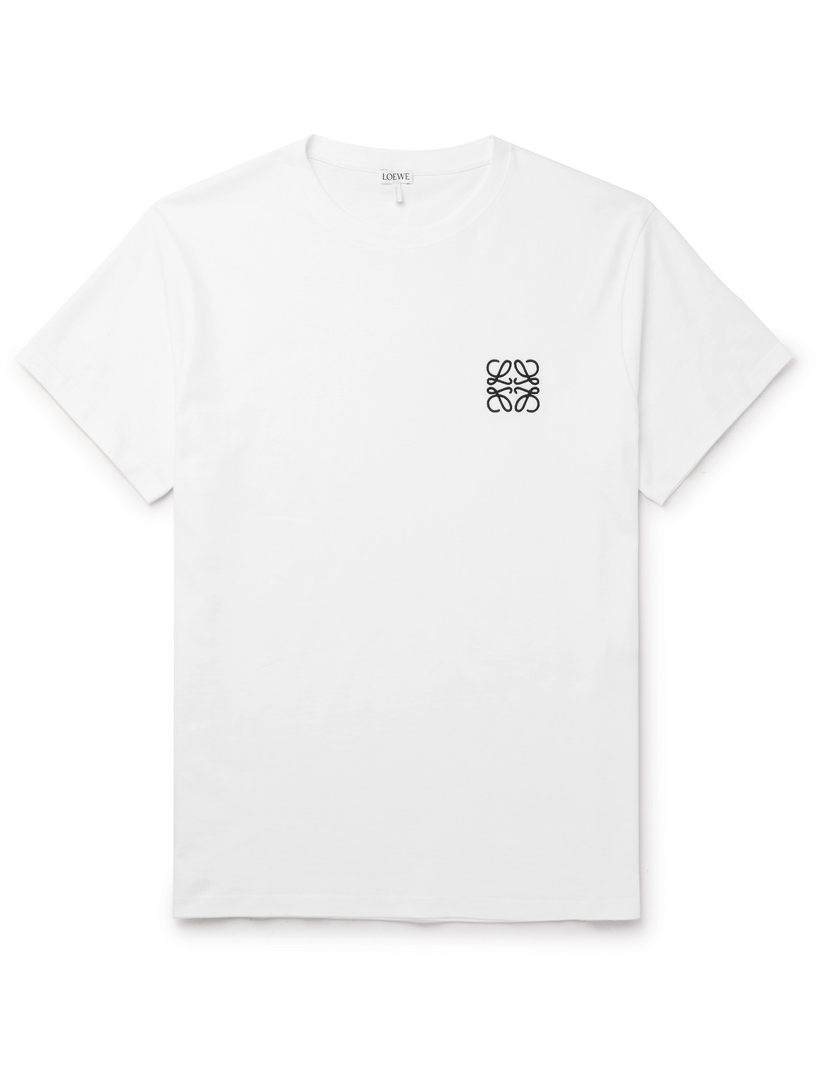 Shop Loewe Slim-fit Logo-embroidered Cotton-jersey T-shirt In White
