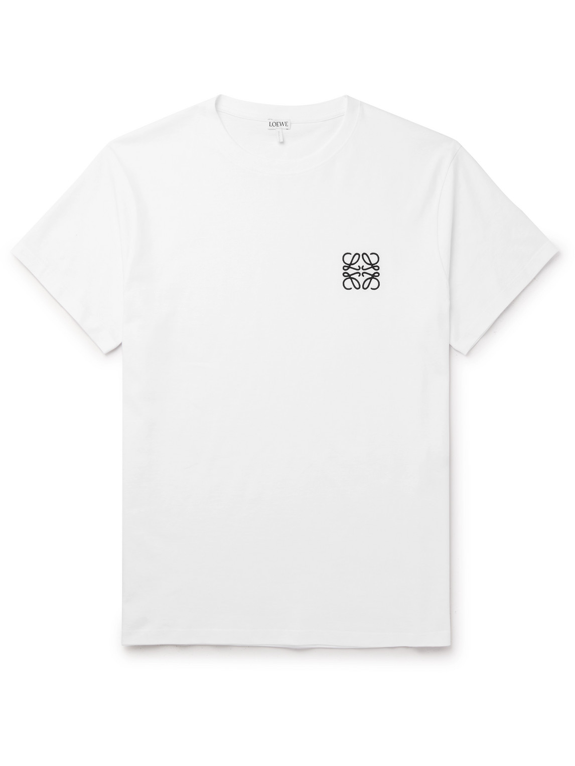 Loewe Slim-fit Logo-embroidered Cotton-jersey T-shirt In White