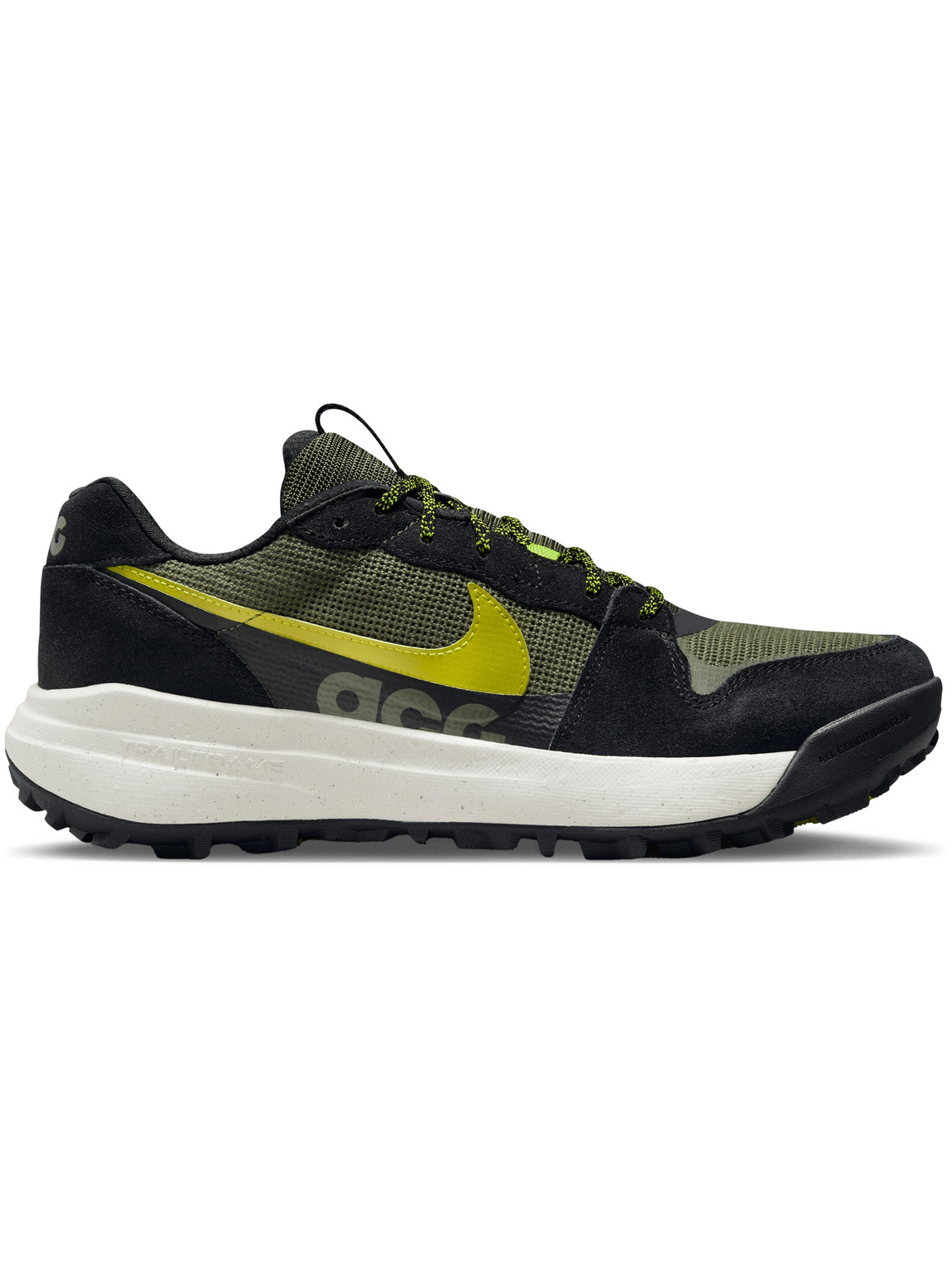 Nike Acg Lowcate Leather-trimmed Suede And Mesh Sneakers In Black