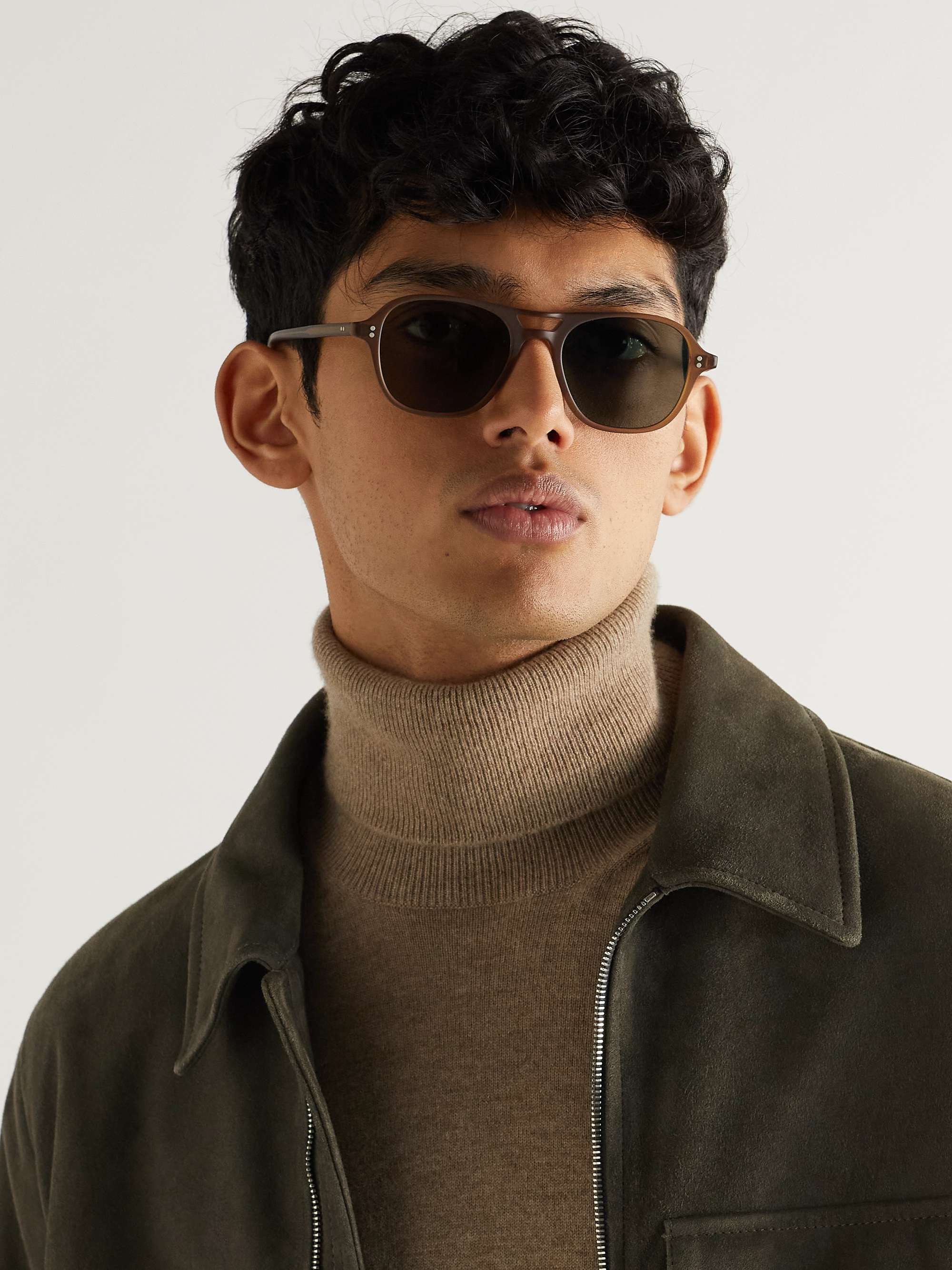 GARRETT LEIGHT CALIFORNIA OPTICAL Doc Aviator-Style Acetate Sunglasses