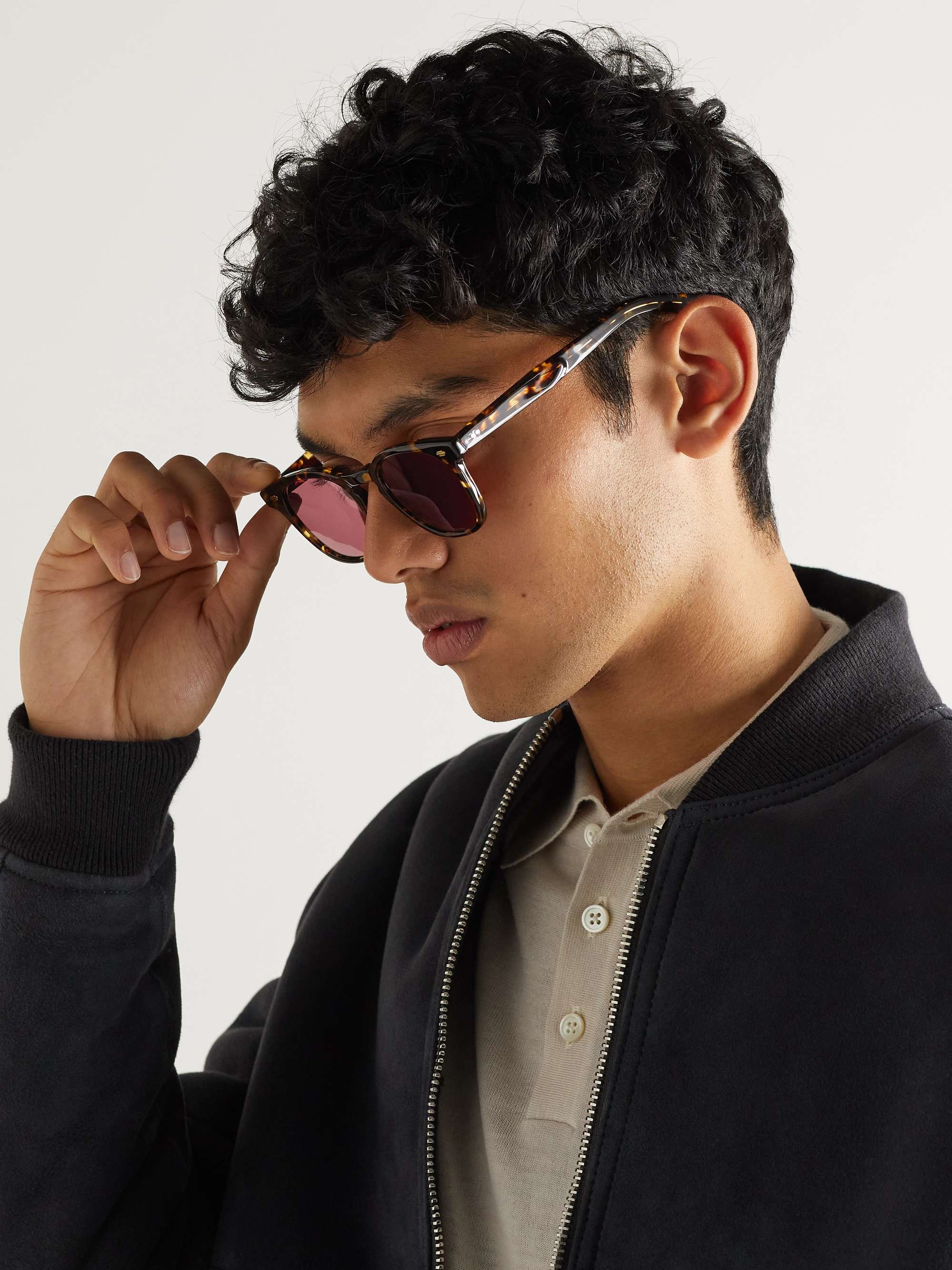 GARRETT LEIGHT CALIFORNIA OPTICAL Byrne Sun Round-Frame Tortoiseshell Acetate Sunglasses