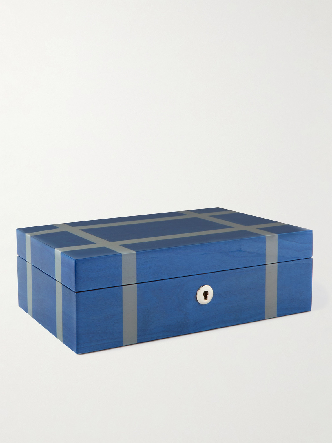 Rapport London Carnaby Lacquered Cedar Jewellery Box In Blue