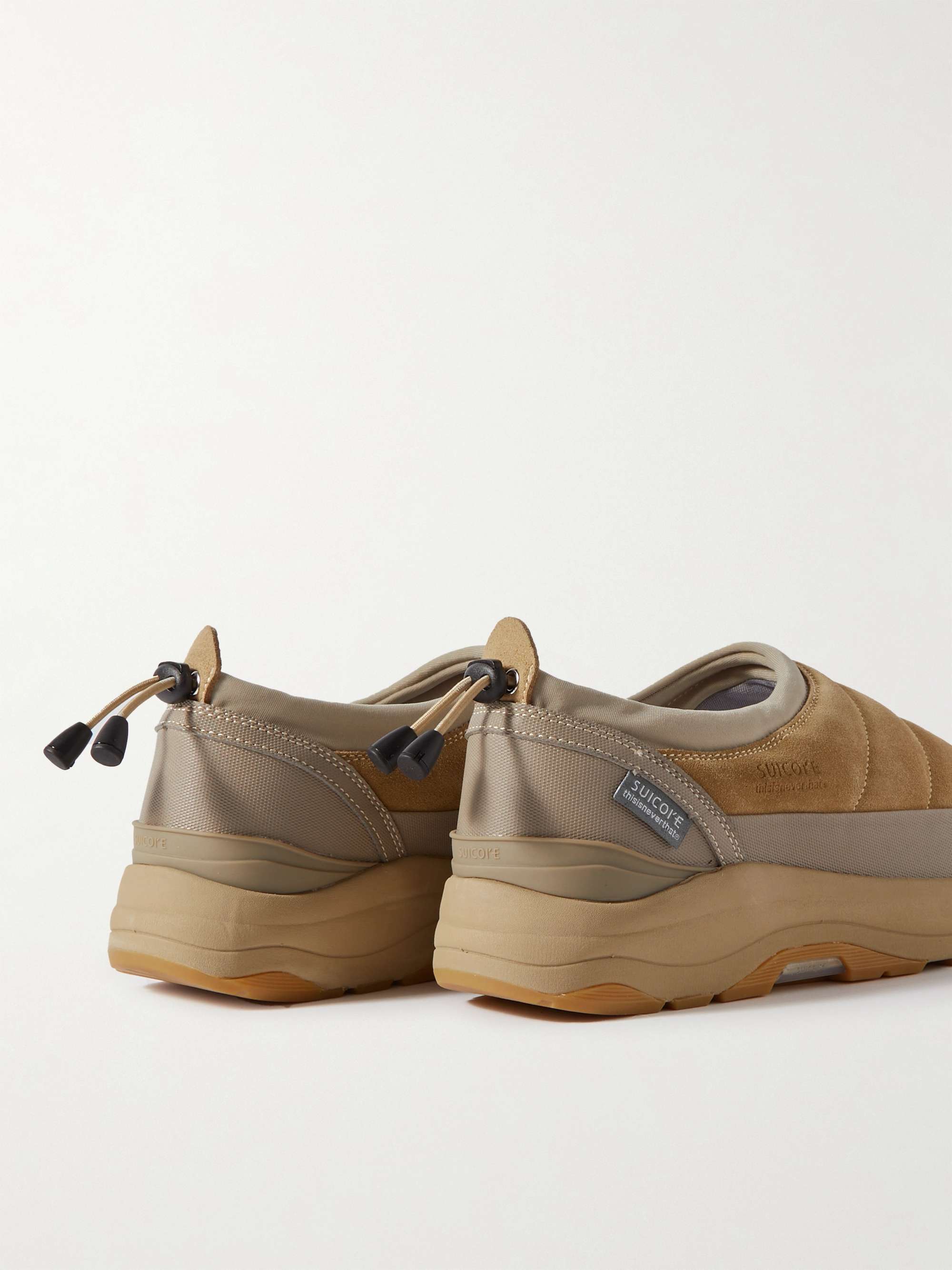 SUICOKE + thisisneverthat® Shell-Trimmed Quilted Suede Slip-On Sneakers