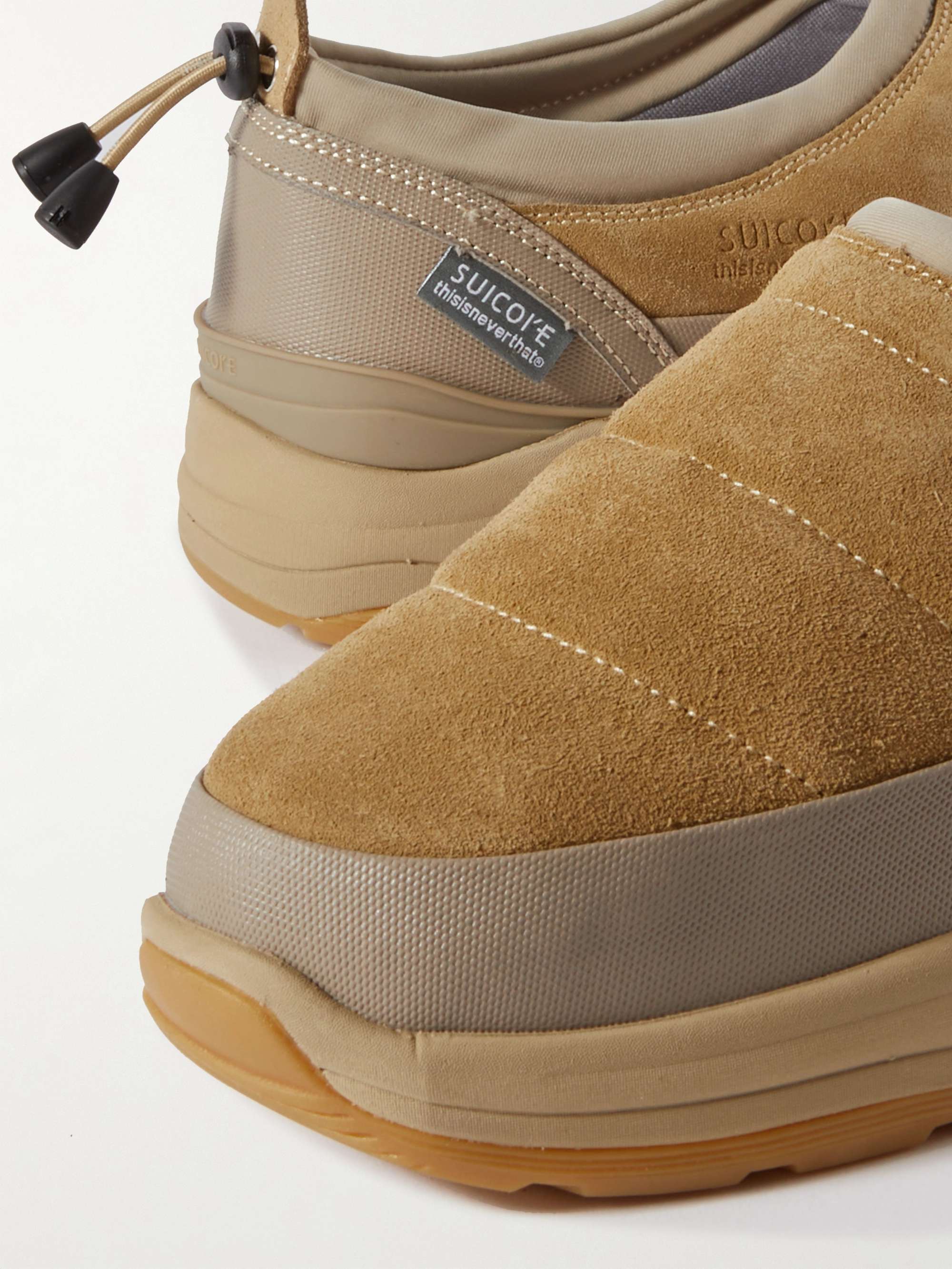 SUICOKE + thisisneverthat® Shell-Trimmed Quilted Suede Slip-On Sneakers
