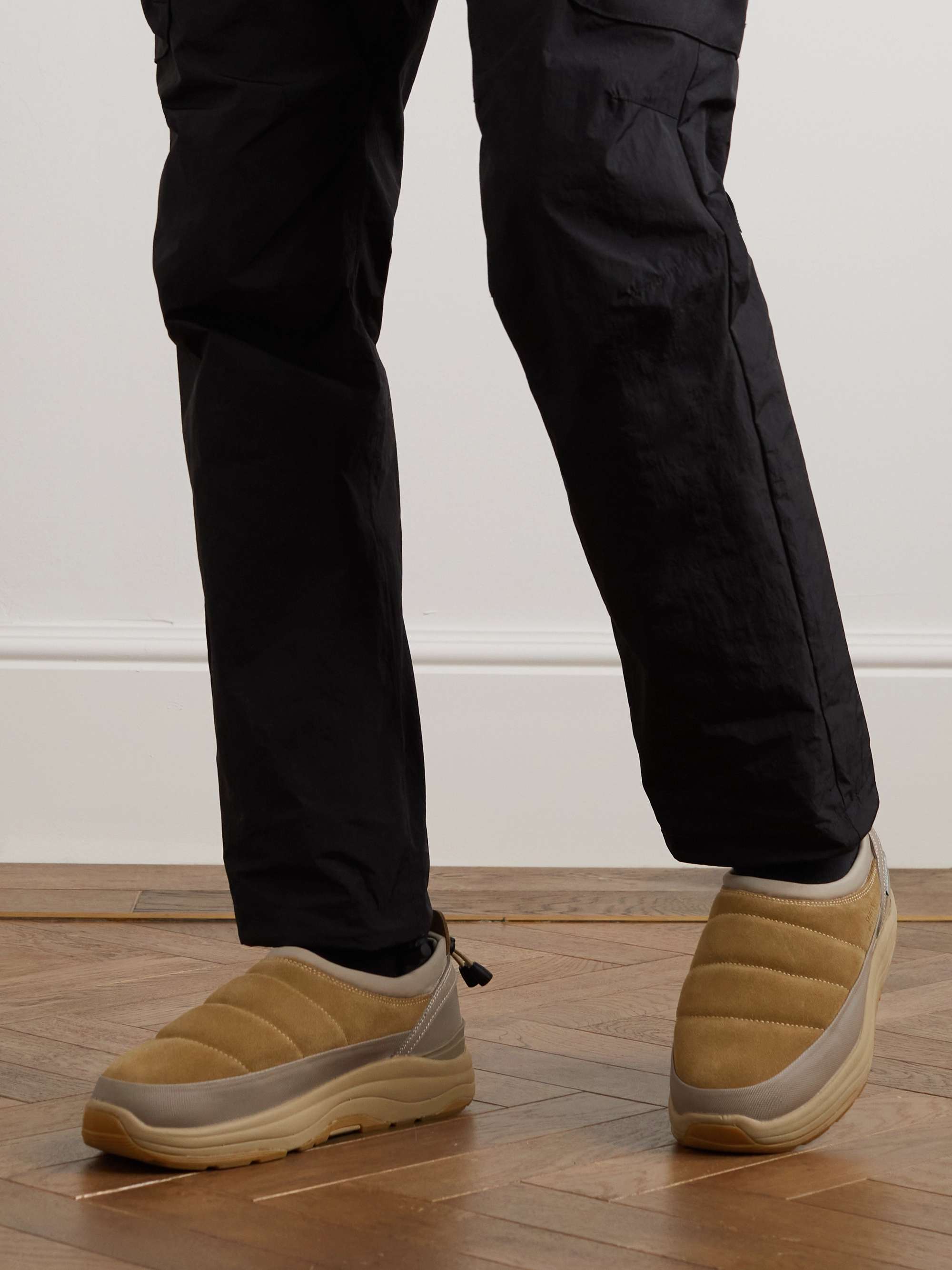 SUICOKE + thisisneverthat® Shell-Trimmed Quilted Suede Slip-On Sneakers