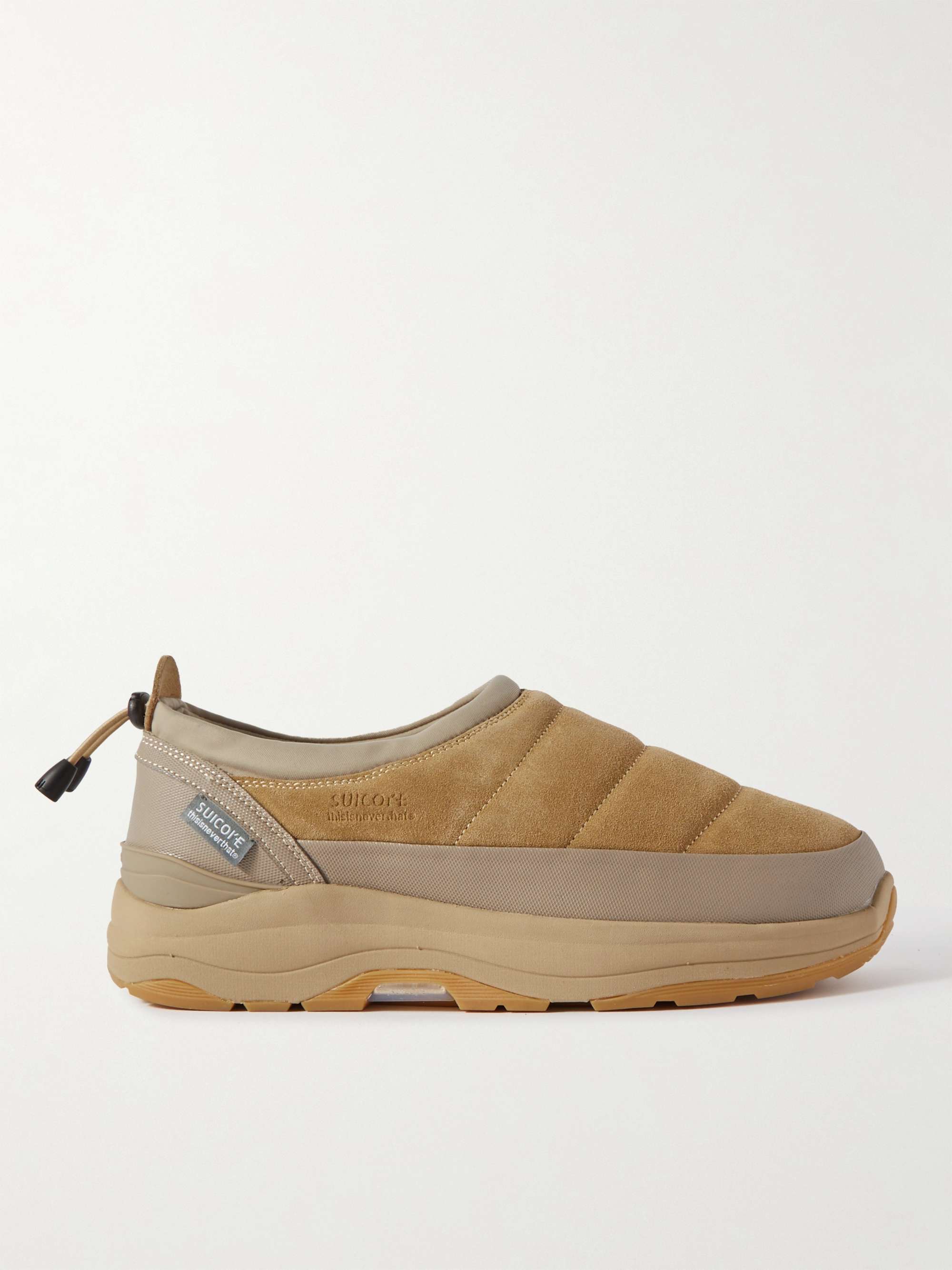 SUICOKE + thisisneverthat® Shell-Trimmed Quilted Suede Slip-On Sneakers
