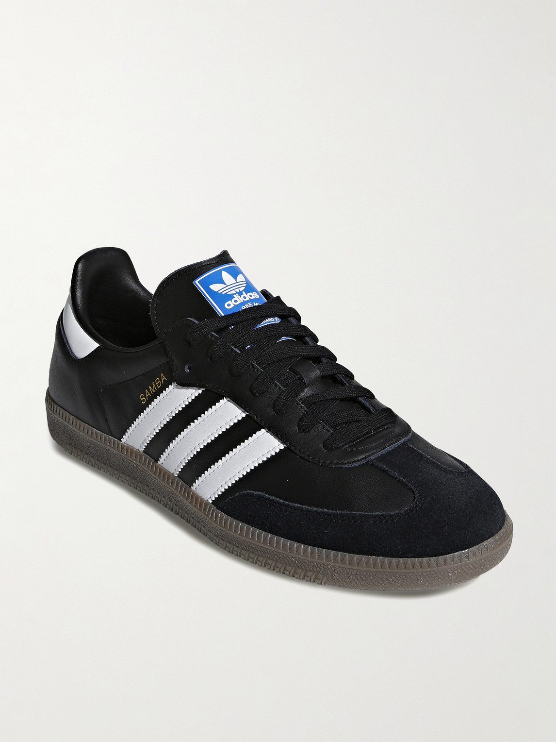 Shop Adidas Originals Samba Og Suede-trimmed Leather Sneakers In Black