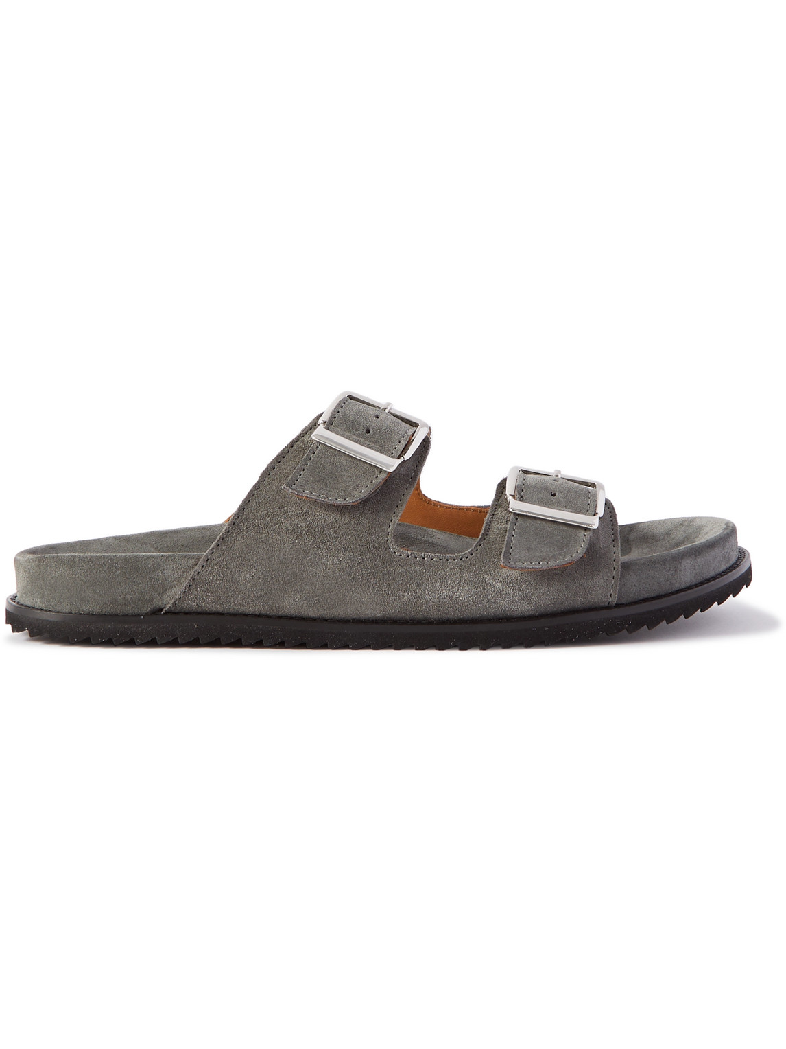 Mr P David Buckled Regenerated Suede By Evolo® Sandals In Gray